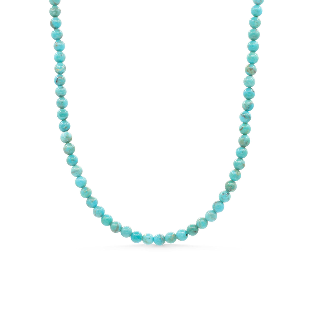 Earthly Abundance Kingman turquoise necklace with 14K gold chain, showcasing vibrant blue turquoise stones and elegant jewelry design.