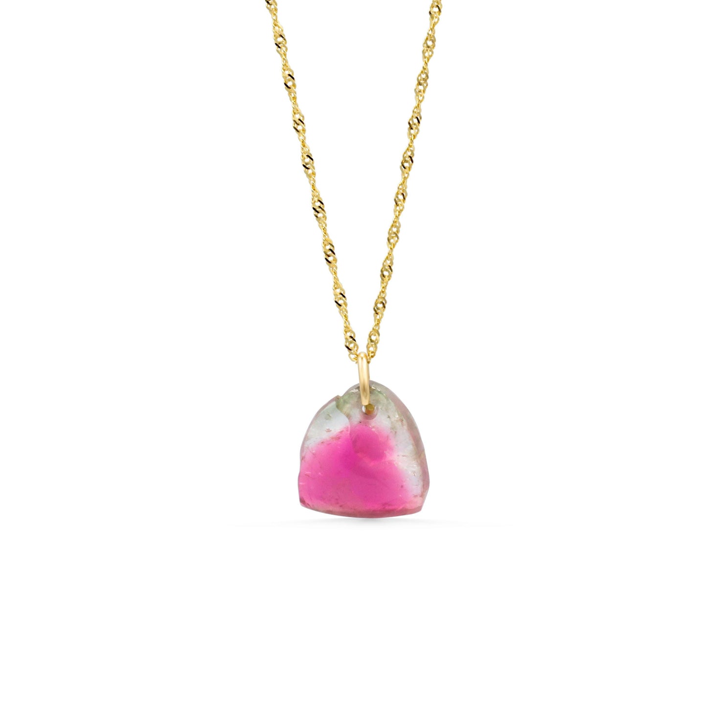 Watermelon Tourmaline necklace by Earthly Abundance featuring vibrant, multi-colored gemstone beads on a delicate chain.