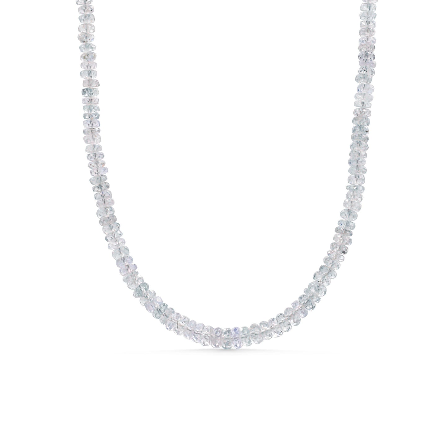 Grey sapphire necklace in 14K gold from Earthly Abundance, featuring a polished grey sapphire pendant on a delicate chain.