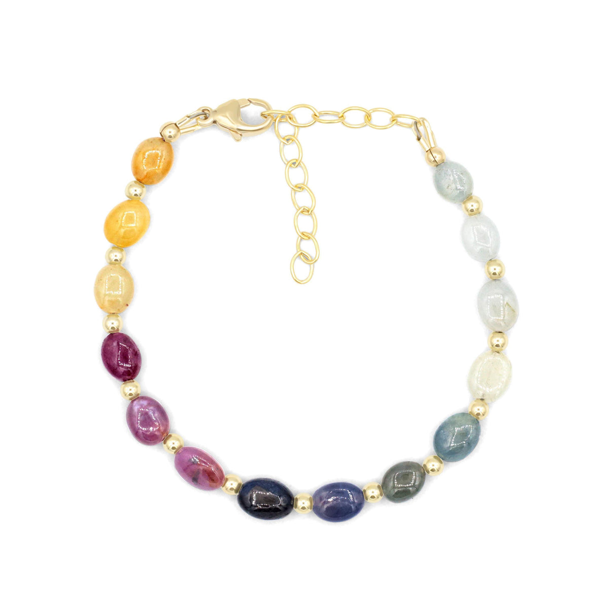 Elegant oval sapphire bracelet by Earthly Abundance featuring multiple deep blue sapphires on a delicate silver chain.