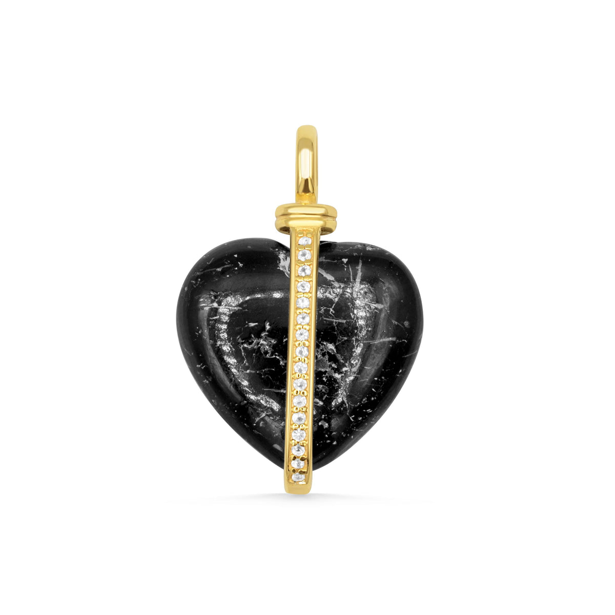 Black Tourmaline Heart Pendant from Earthly Abundance featuring a polished black tourmaline stone in a heart shape with silver setting.