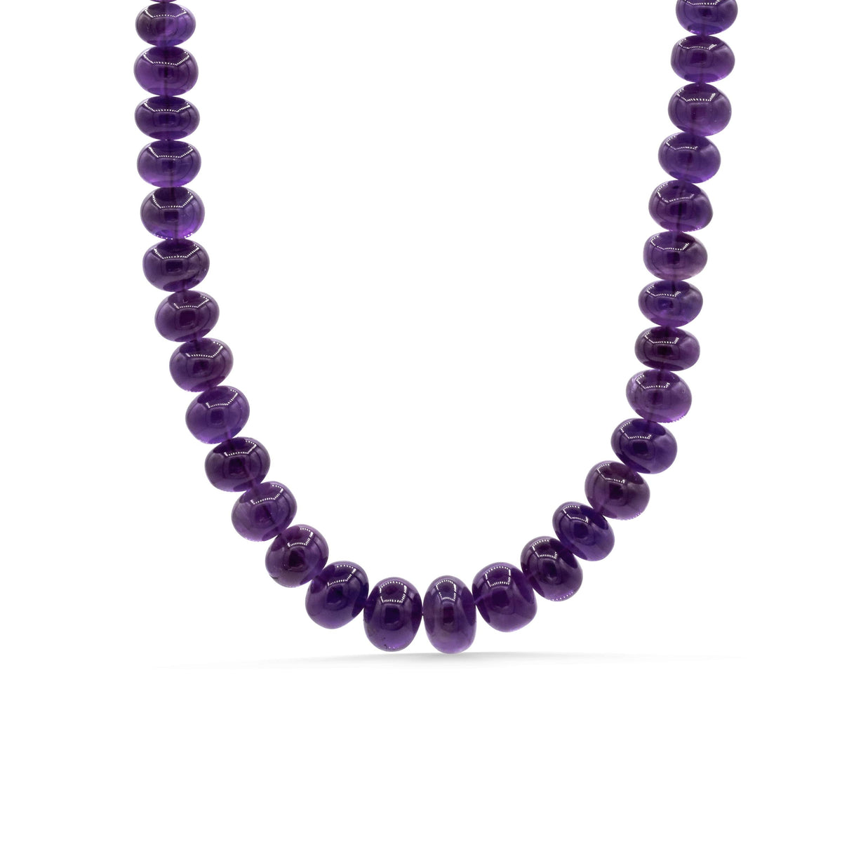 Amethyst Rondel Necklace by Earthly Abundance featuring a polished purple gemstone pendant on a delicate chain.
