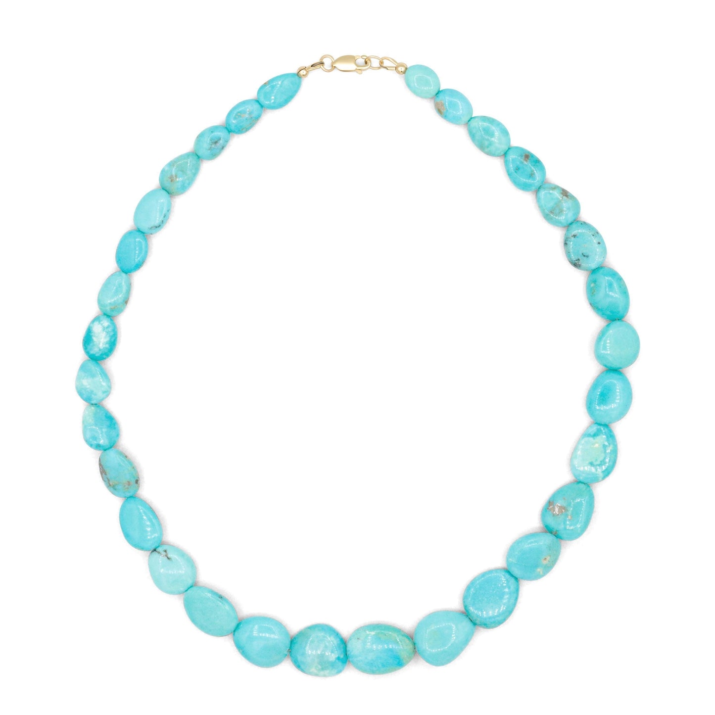 Turquoise sol necklace in 14K gold with a delicate chain, featuring a vibrant turquoise pendant, by Earthly Abundance.