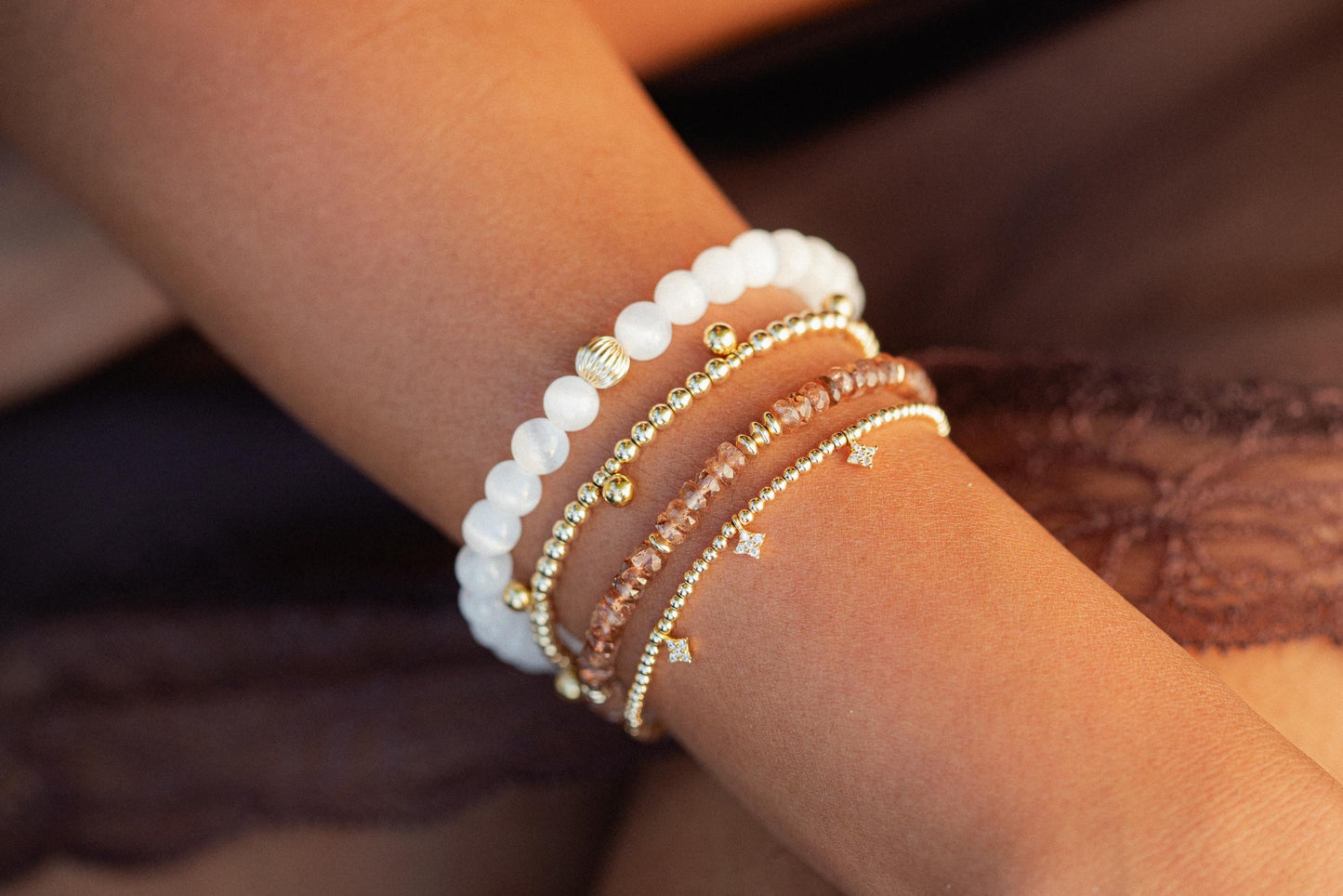 Gold filled beaded ball bracelet with small round beads, featuring a stylish and elegant design from Earthly Abundance.