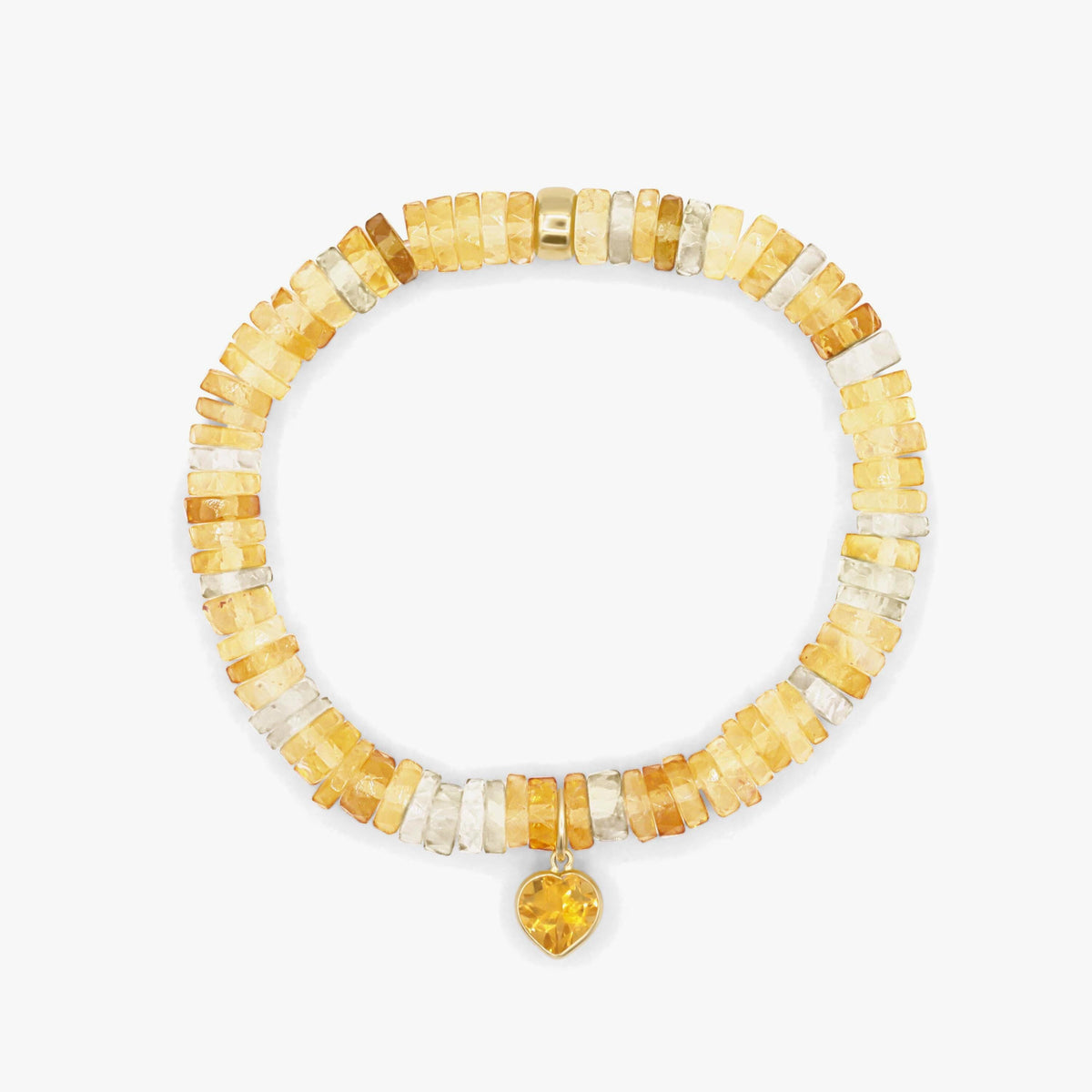 Citrine heart ombre bracelet with 14K gold setting by Earthly Abundance, featuring a gradient amber-colored gemstone design.