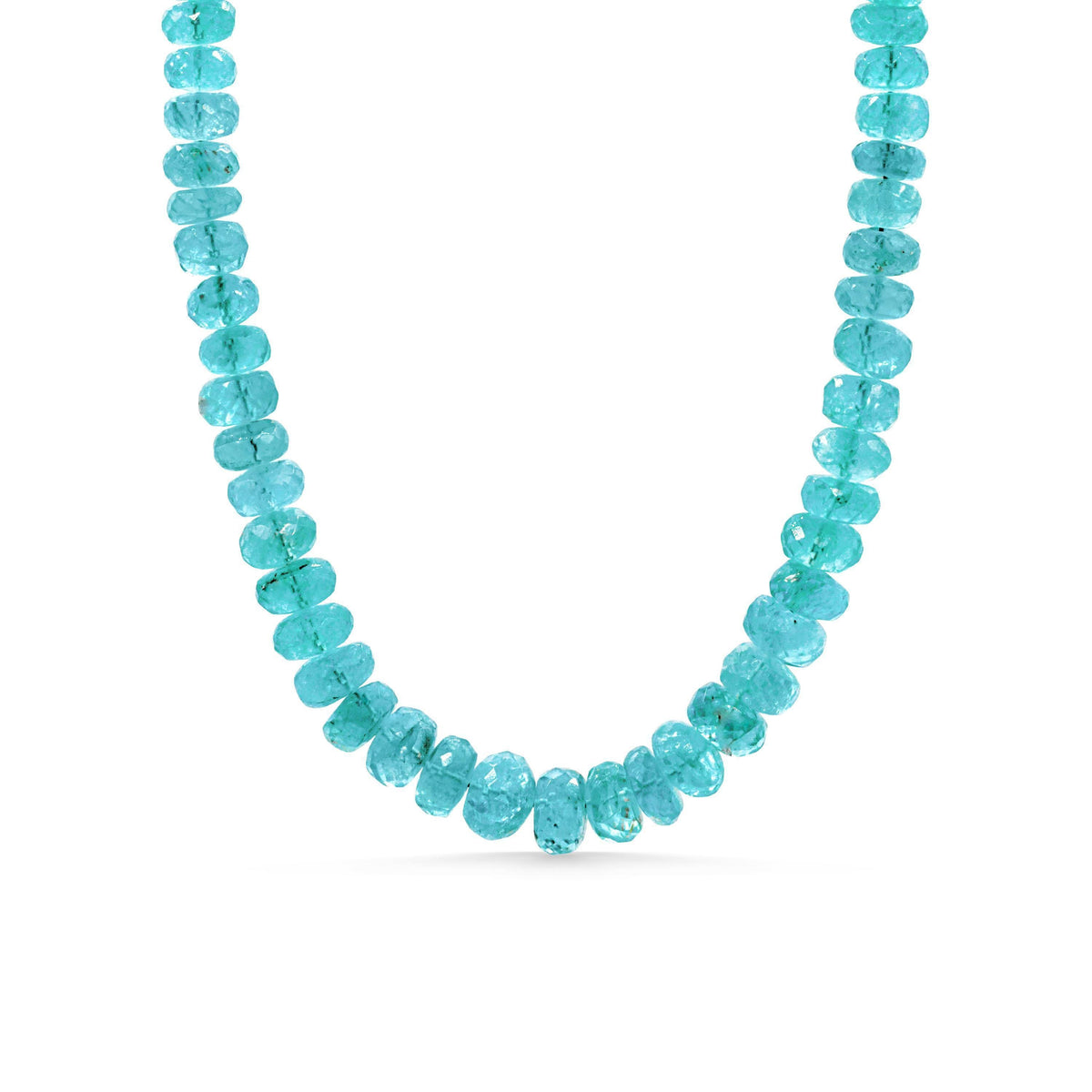 Glowing apatite necklace featuring vibrant blue-green stones on a delicate chain, crafted by Earthly Abundance.