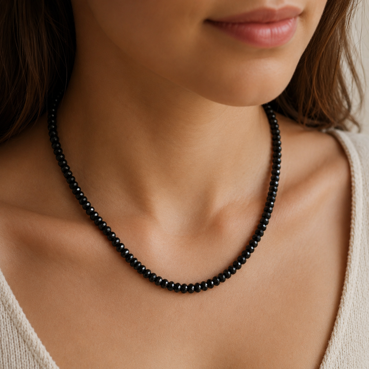 Vanta Black Spinel necklace from Earthly Abundance Jewelry featuring a sleek, dark gemstone pendant on a delicate chain.