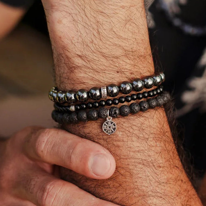 Earthly Abundance Rooted Strength Bracelet Stack featuring natural beaded and gemstone bracelets for grounding and resilience.