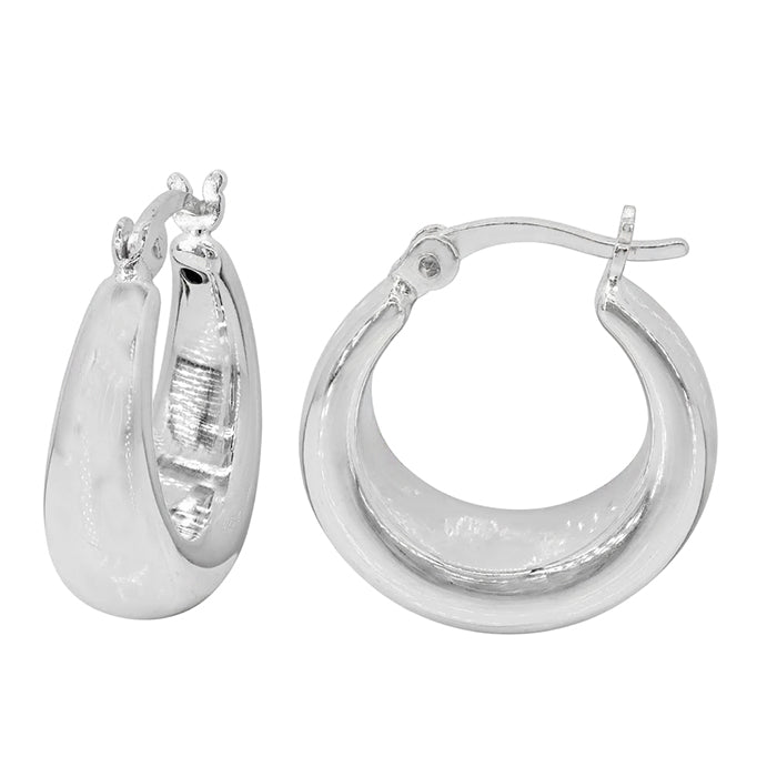 Sterling silver Halo Hoops earrings by Earthly Abundance, showcasing shiny, circular hoop jewelry with a smooth finish.