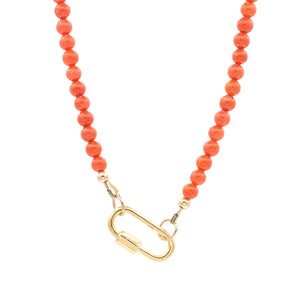 Coral carabiner necklace