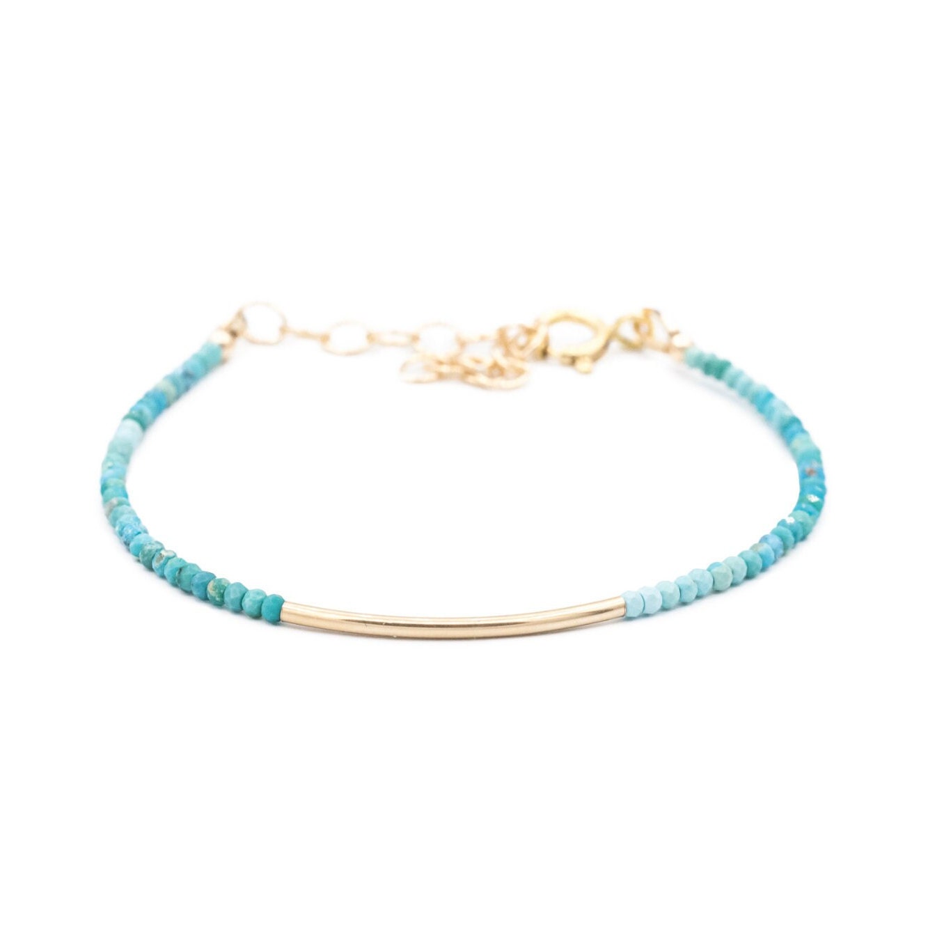 Turquoise bracelet from Earthly Abundance Jewelry's Azure Line featuring a string of vibrant turquoise beads.