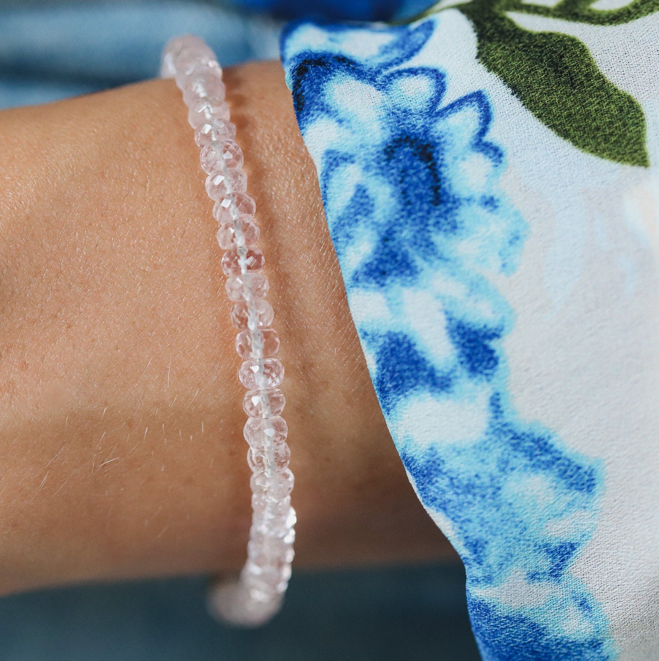 Earthly Abundance Refined Beauty Morganite bracelet featuring a delicate chain with pink gemstone accents.