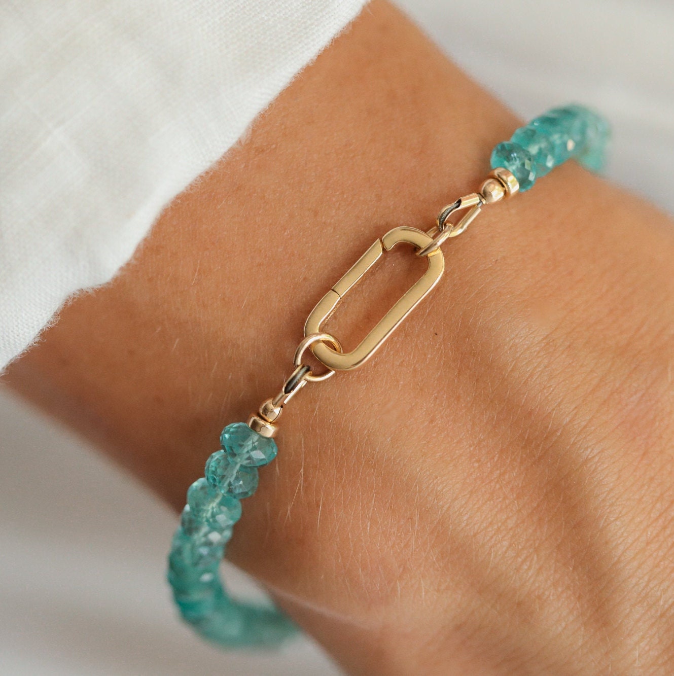 AAAA+ Apatite Bracelet, beaded apatite bracelet | Stunning faceted blue apatite bracelet, high quality apatite jewelry, women's apatite