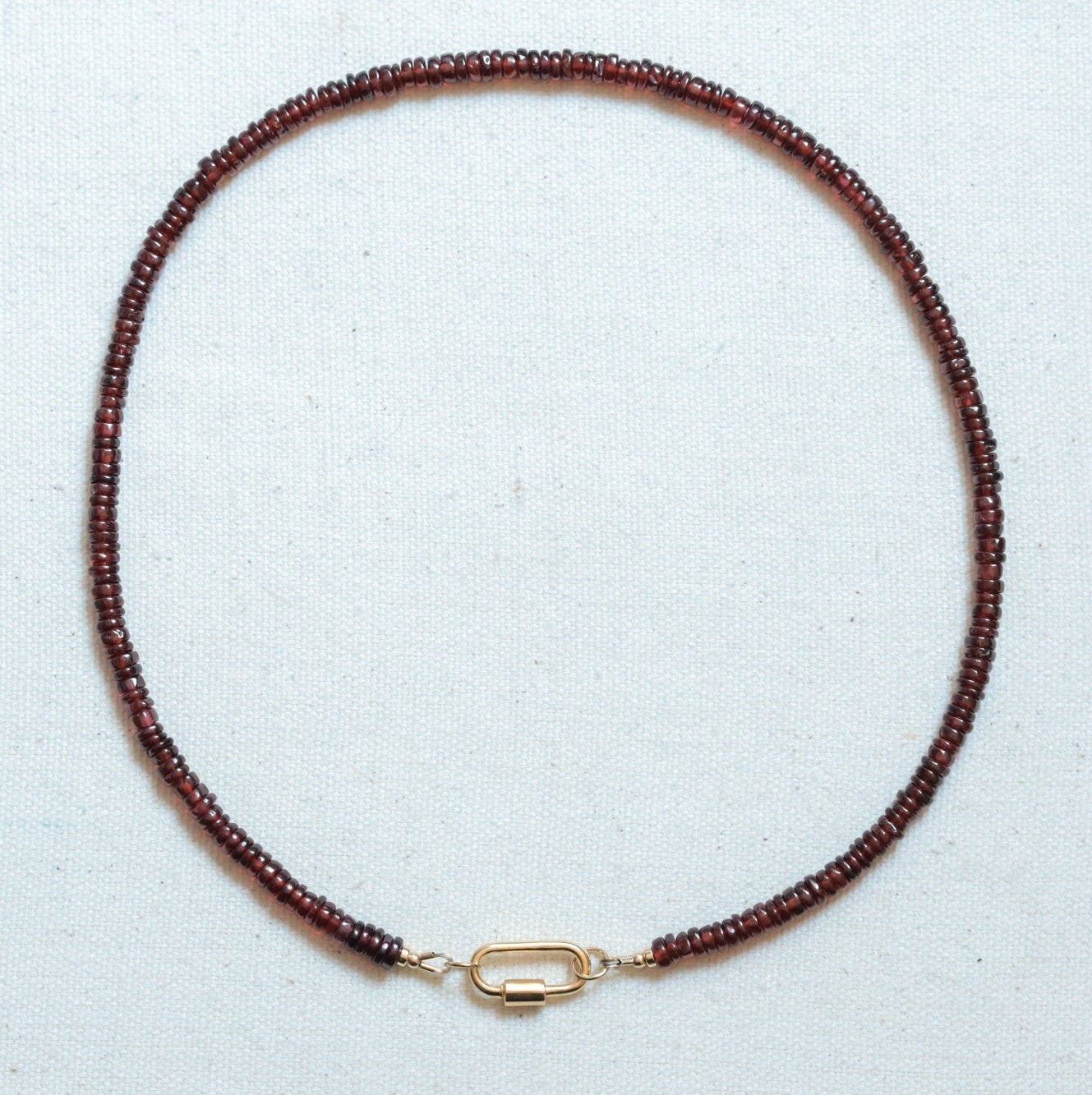 Garnet Beaded Necklace | Women's garnet necklace | Deep Red Garnet, Smooth rondel garnet, genuine garnet | January birthstone | garnet gift