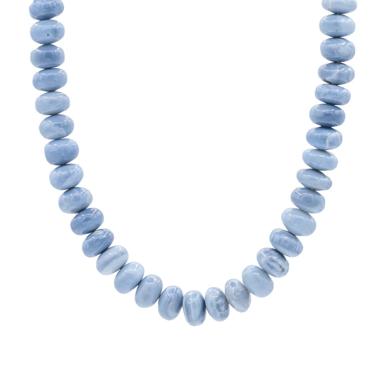 Blue opal smooth rondel necklace