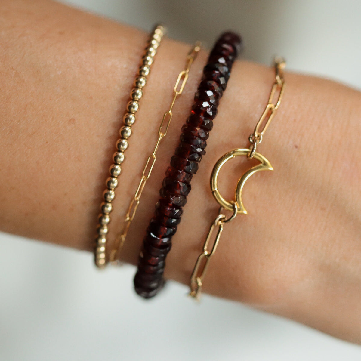 Faceted Heishi Garnet Bracelet