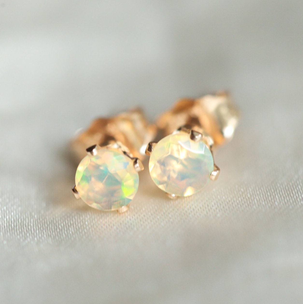14K gold filled Ethiopian earring, gemstone stud earrings, gold filled Ethiopian gemstone studs, Ethiopian earrings, opal stud earrings