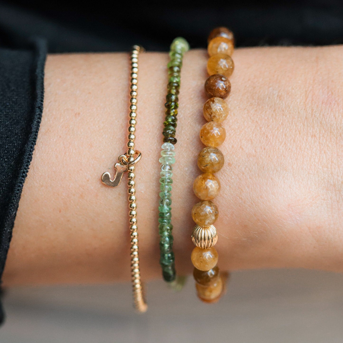 RARE! green Tourmaline Tiny Gemstone Bracelet | Green tourmaline | Smooth 3mm stones | dainty green tourmaline bracelet | tourmaline