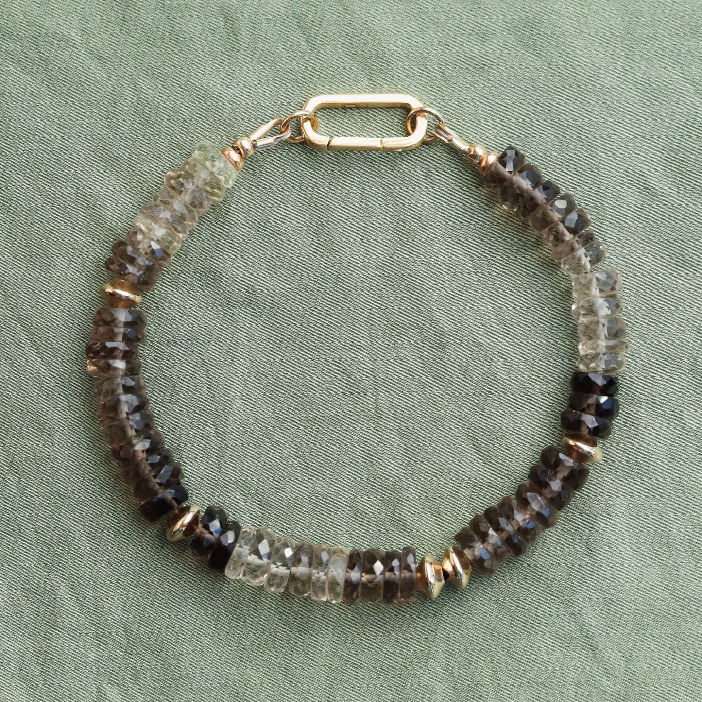 Faceted Smoky Quartz Bracelet | Ombre Smoky Quartz Bracelet | Carabiner gemstone bracelet | smoky quartz | AAAA+ smoky quartz bracelet