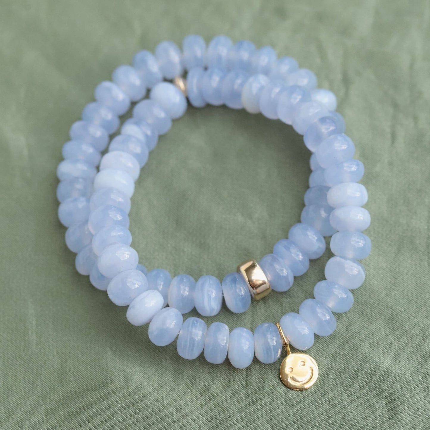 Blue Lace Agate Rondel Bracelet