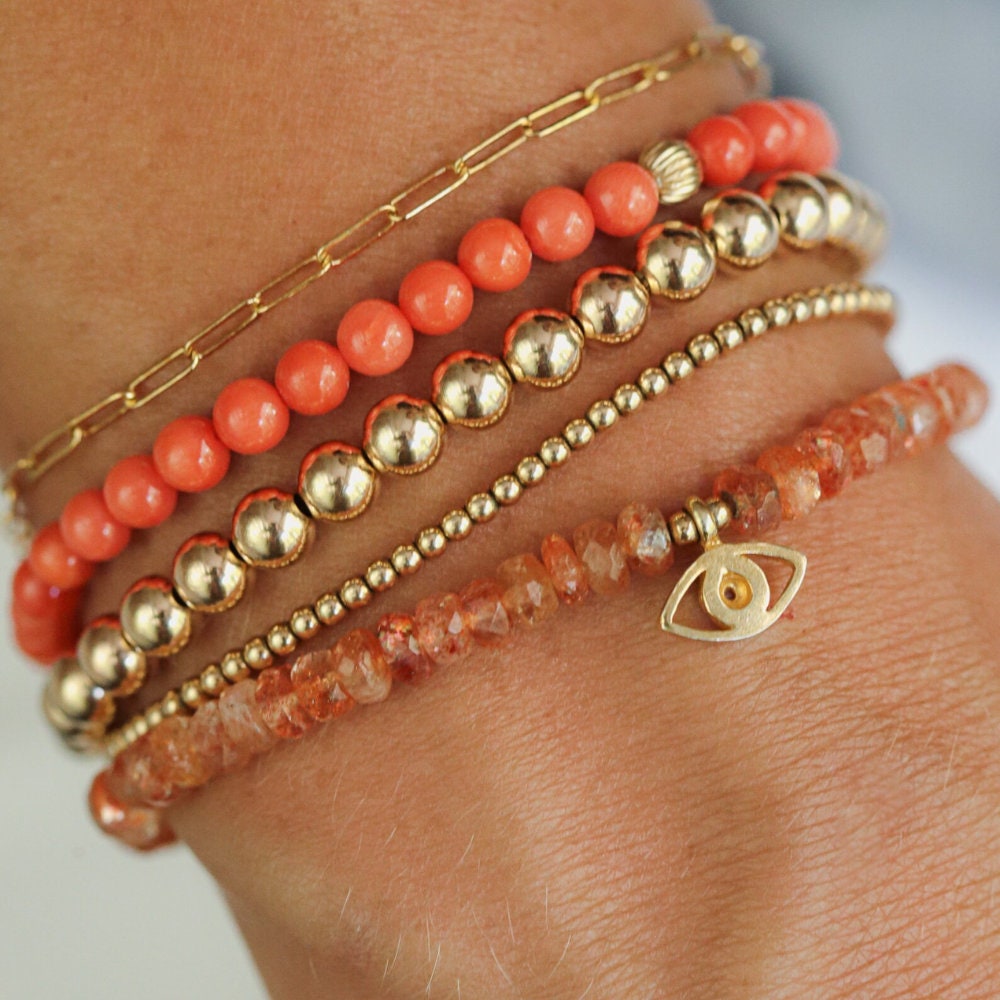 Authentic Italian Coral 4mm | Mediterranean Sea Red Coral 4mm | Genuine red coral 4mm | Beaded red coral bracelet | Natural Coral