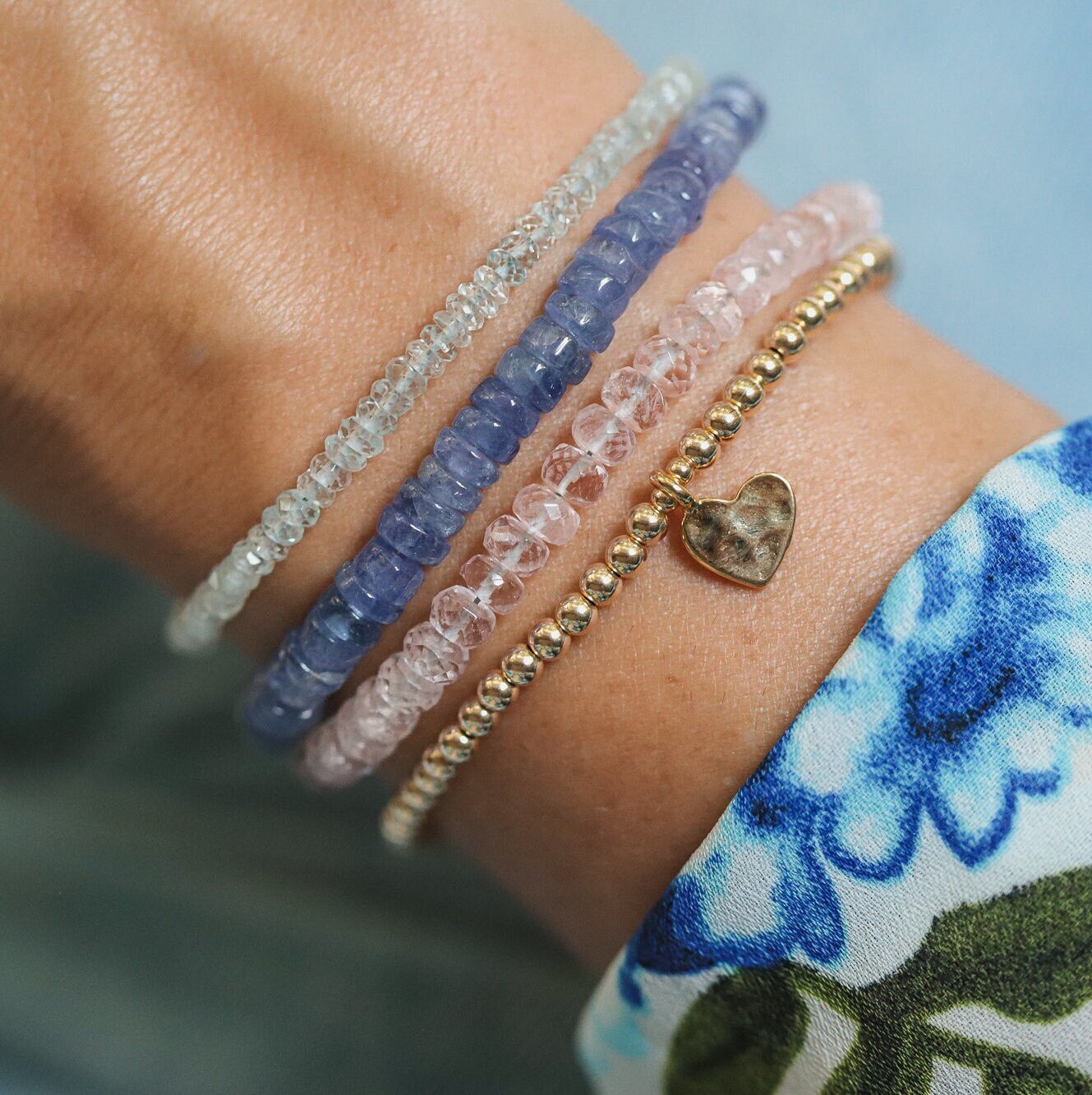 Refined Beauty Morganite bracelet featuring pink gemstones and silver setting, elegant jewelry piece by Earthly Abundance.