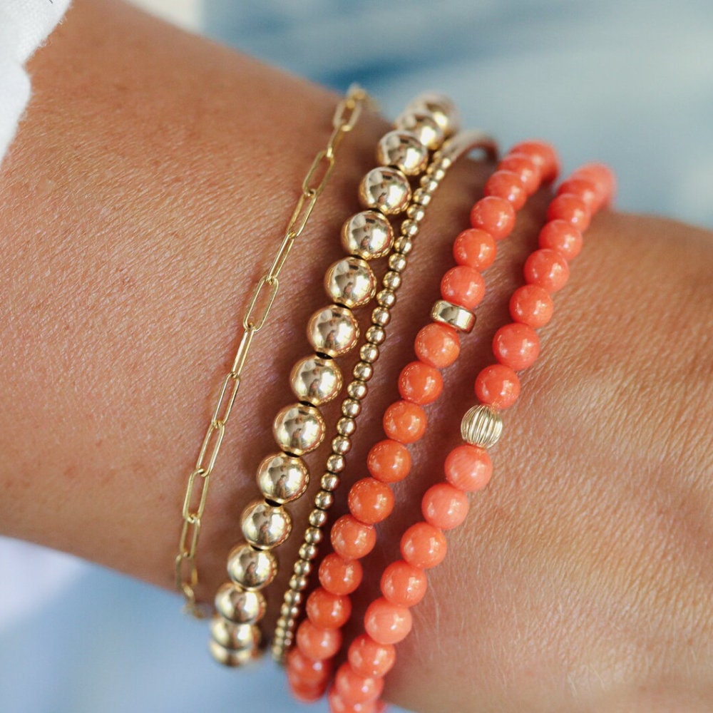 Authentic Italian Coral 4mm | Mediterranean Sea Red Coral 4mm | Genuine red coral 4mm | Beaded red coral bracelet | Natural Coral