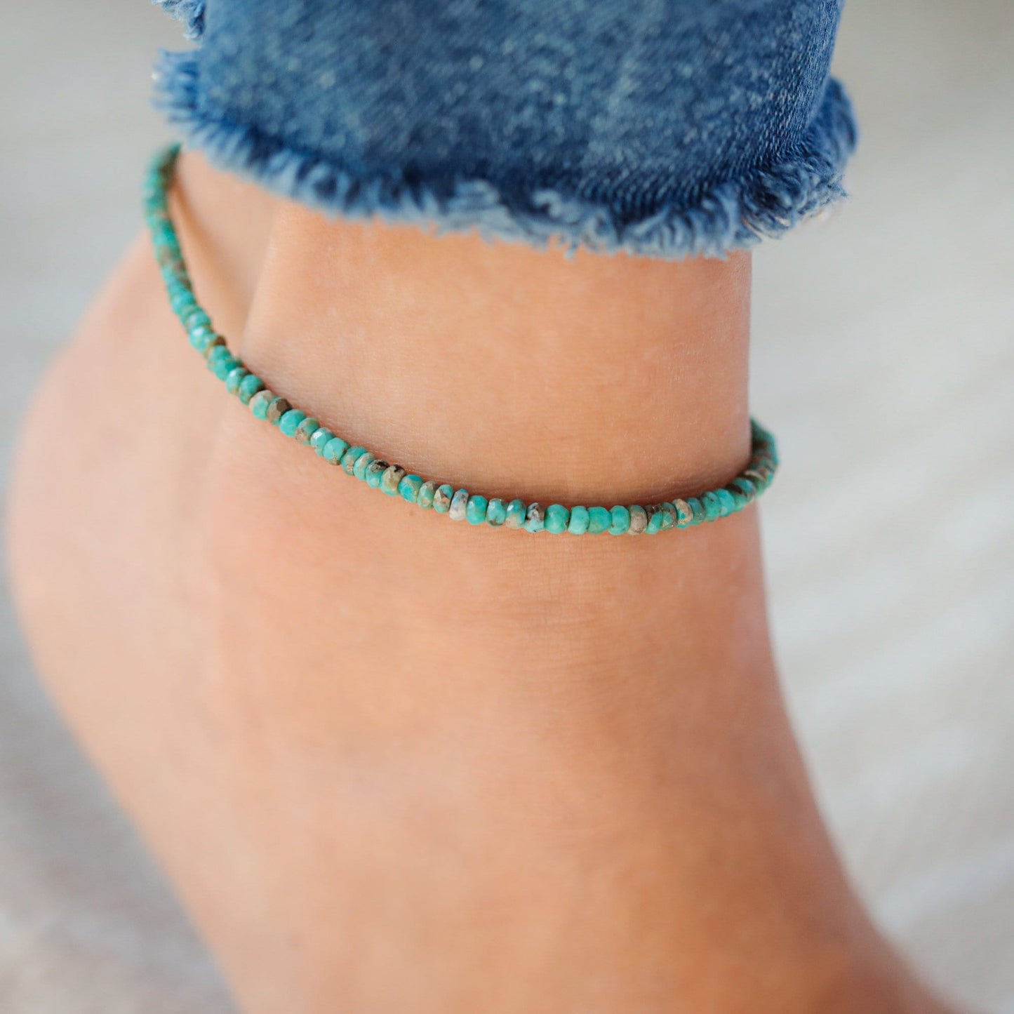 Turquoise Anklet | Beaded turquoise anklet | women's gemstone ankle bracelet | turquoise ankle bracelet | turquoise beaded anklet