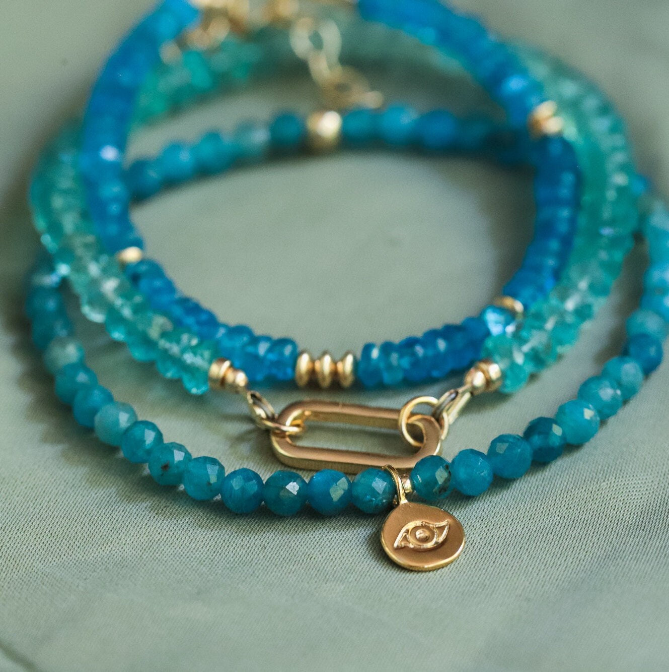 AAAA+ Apatite Bracelet, beaded apatite bracelet | Stunning faceted blue apatite bracelet, high quality apatite jewelry, women's apatite