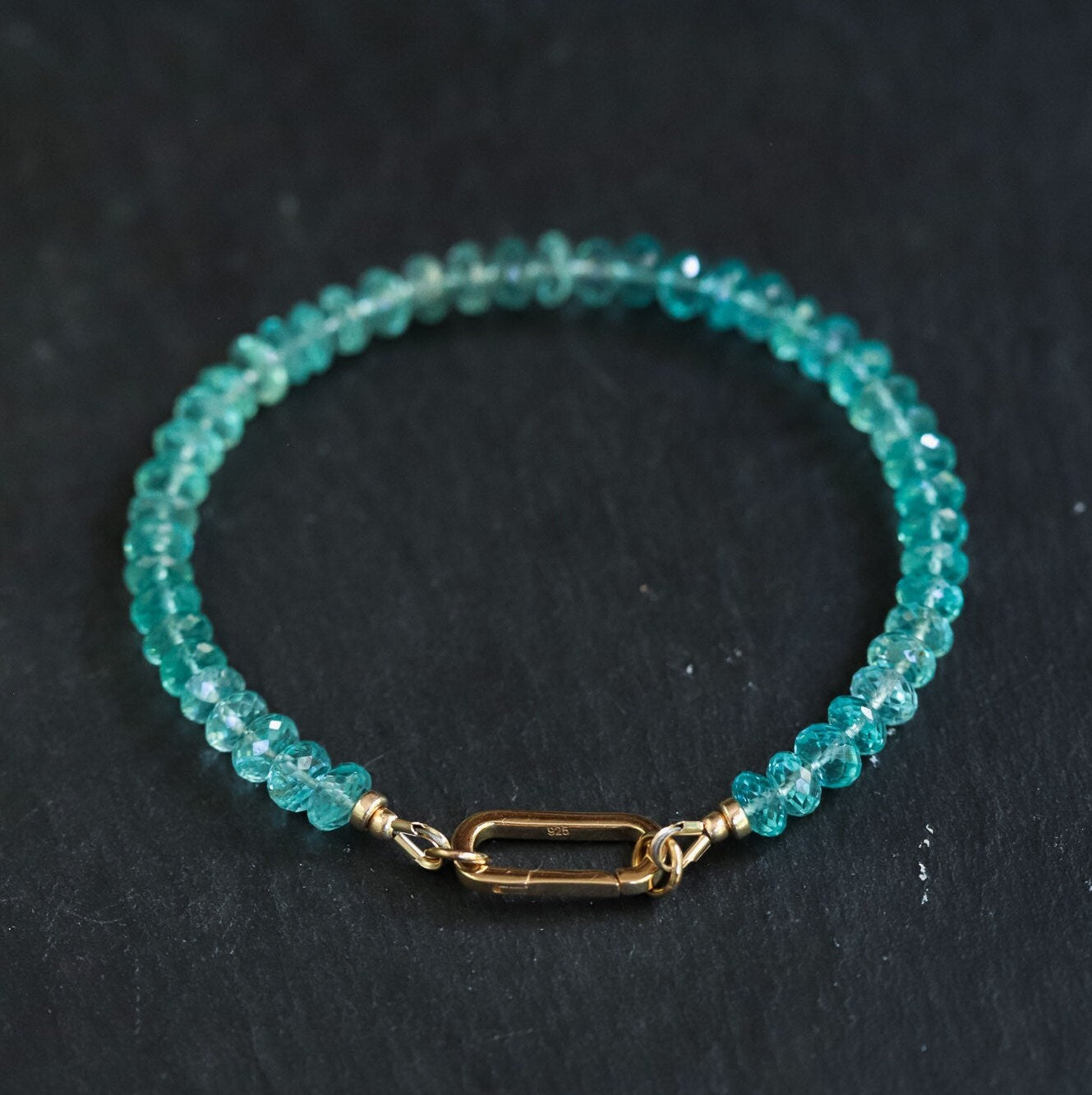 AAAA+ Apatite Bracelet, beaded apatite bracelet | Stunning faceted blue apatite bracelet, high quality apatite jewelry, women's apatite