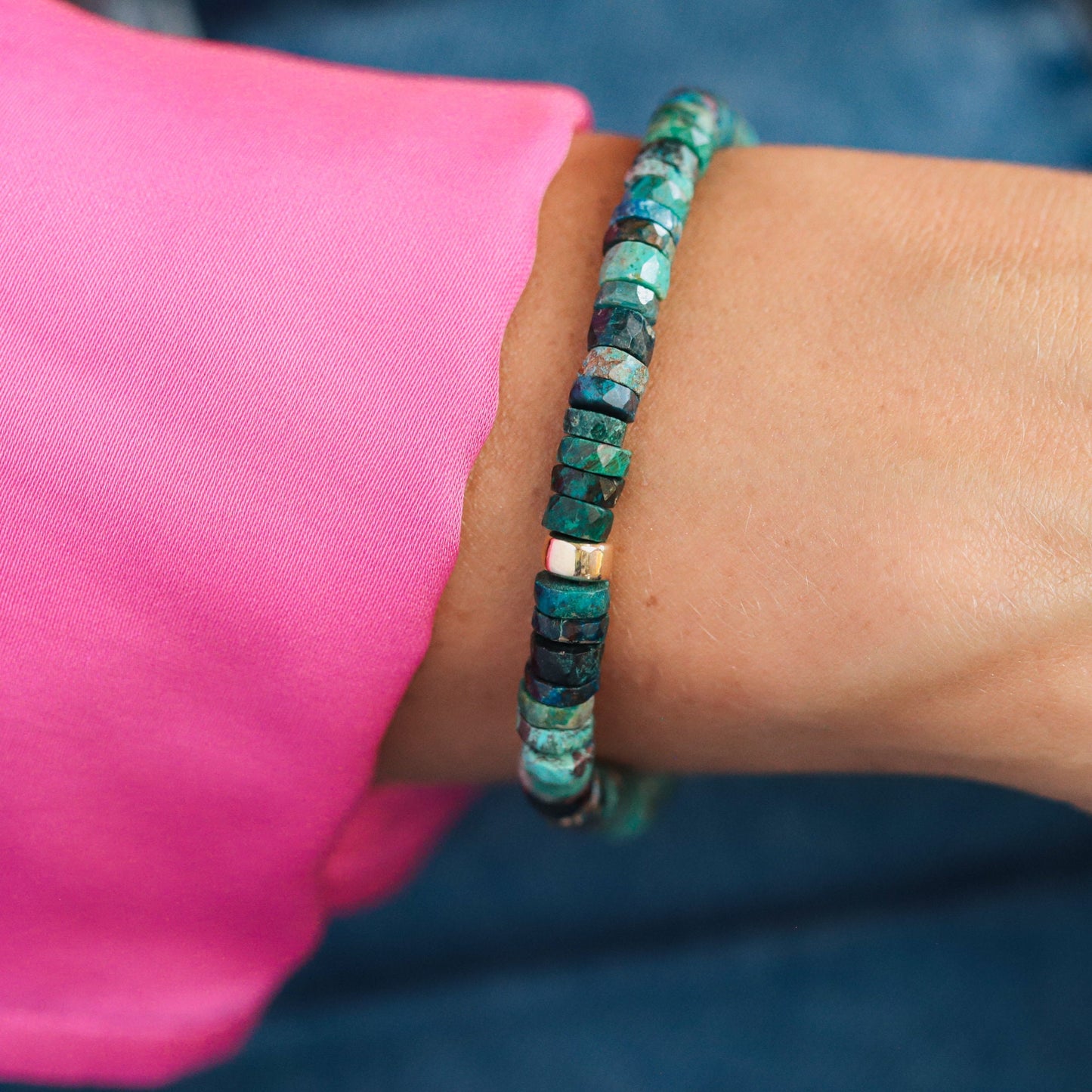 Chrysocolla heishi bracelet