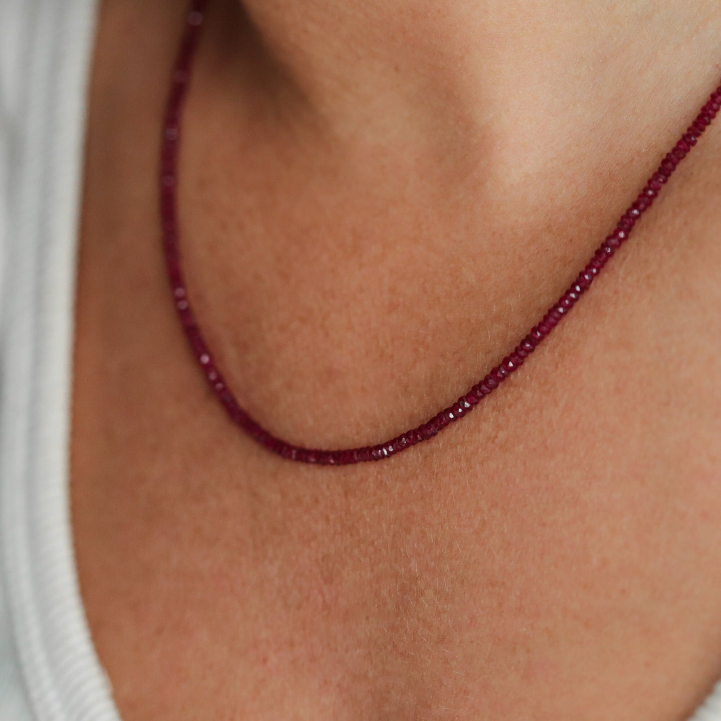 14K GOLD Longido Ruby necklace | Beaded pink ruby Longido Ruby necklace | Ruby necklace Longido Ruby | July birthstone necklace | ruby