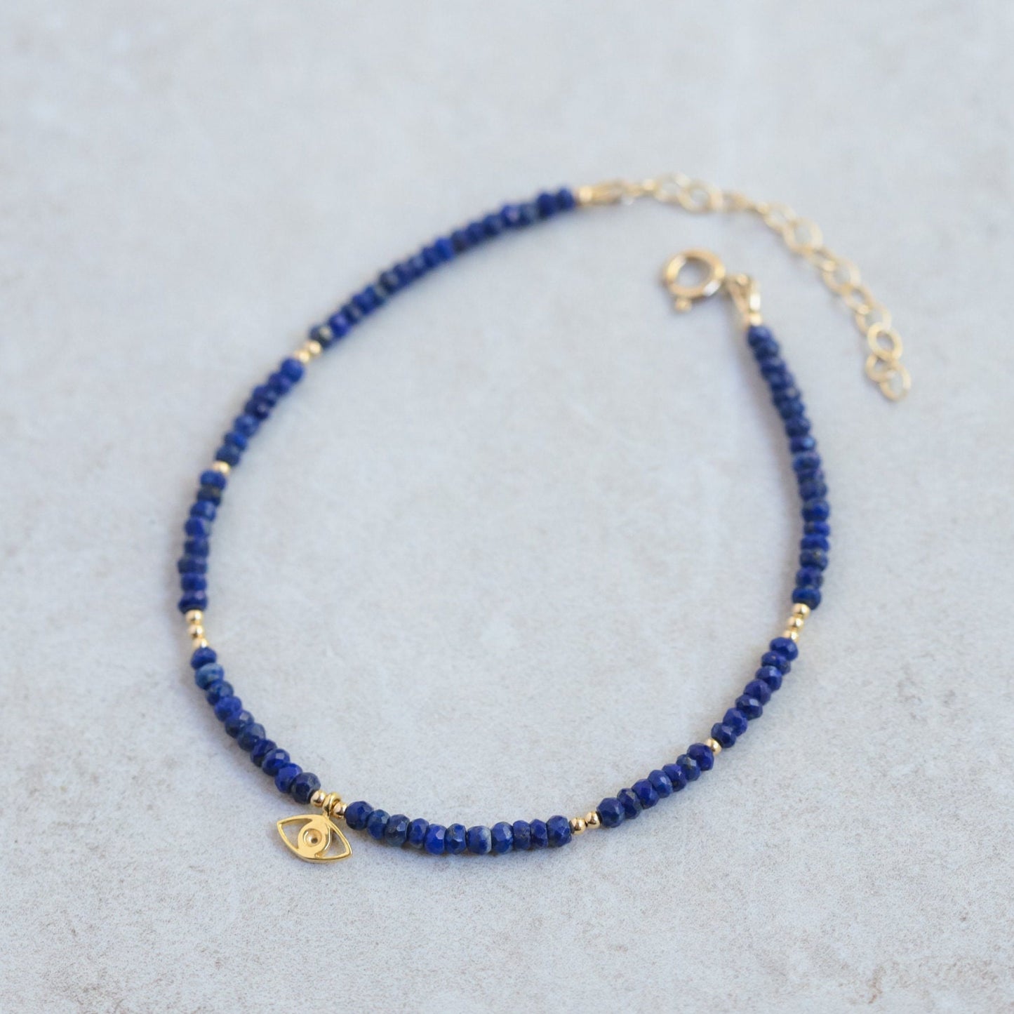 Lapis Lazuli anklet | Beaded lapis ankle bracelet | women's gemstone anklet | delicate lapis lazuli anklet | gold filled anklet W