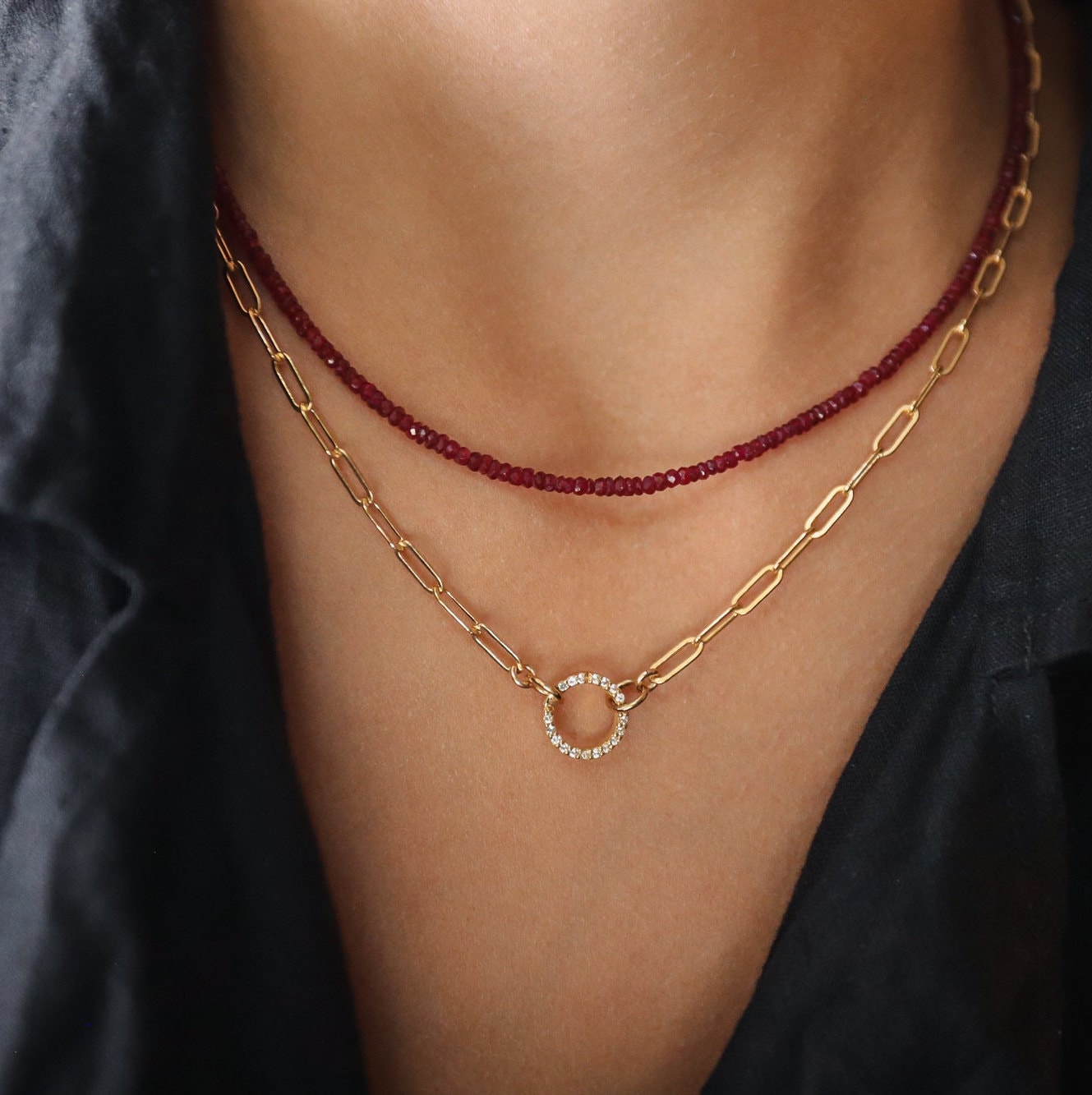 14K GOLD Longido Ruby necklace | Beaded pink ruby Longido Ruby necklace | Ruby necklace Longido Ruby | July birthstone necklace | ruby