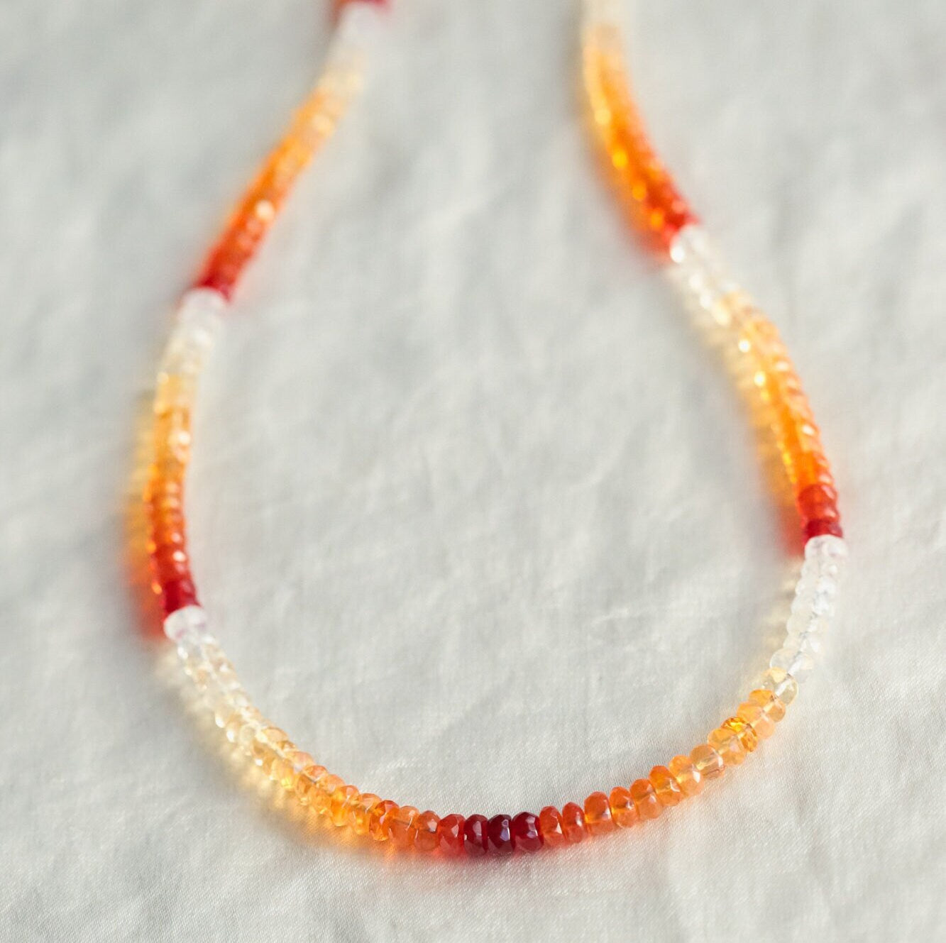 Mexican Fire Opal Necklace, orange and red fire opal beaded, genuine fire opal jewelry, natural opal necklace | orange opal necklace