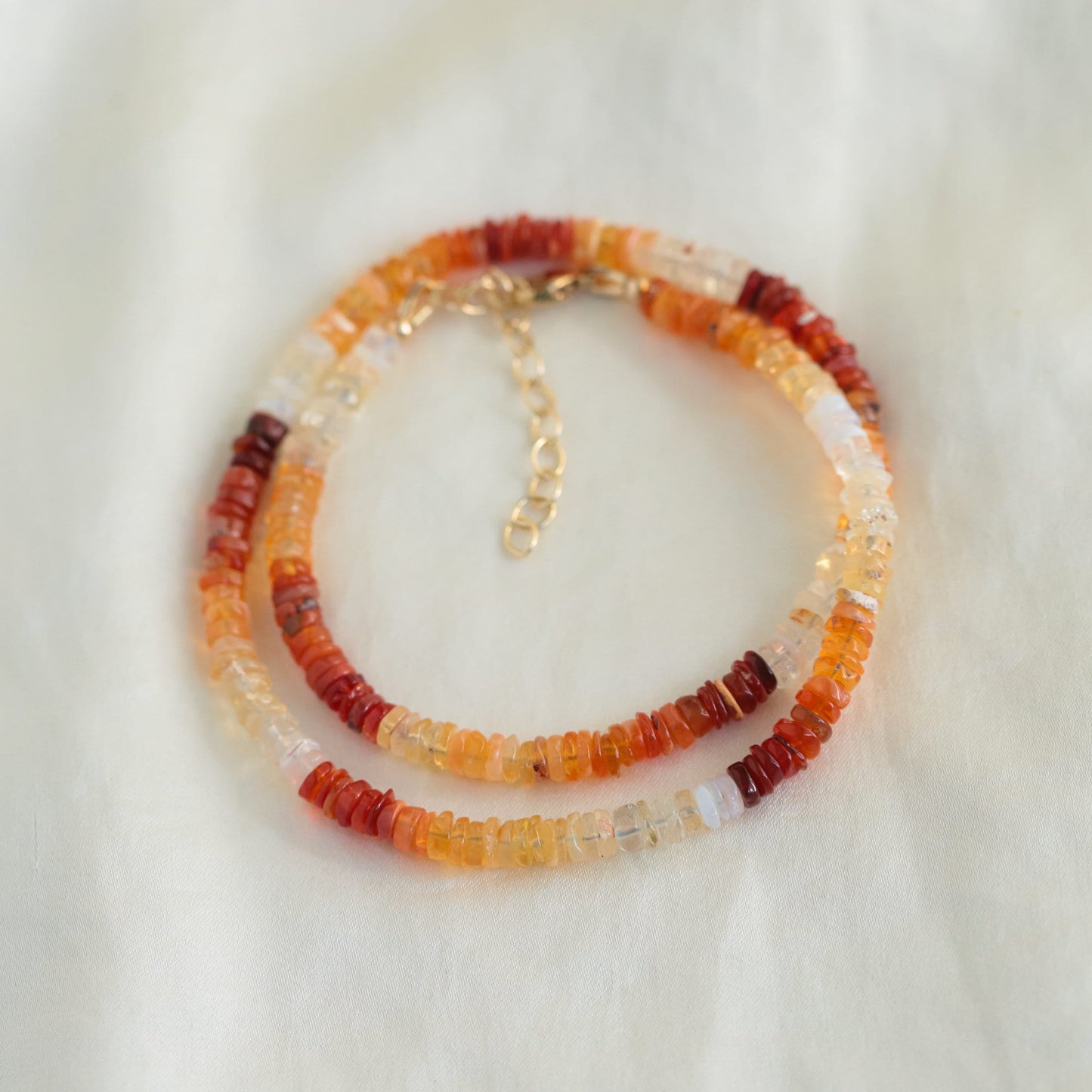 Mexican Fire Opal Necklace, orange and red fire opal beaded, genuine fire opal jewelry, natural opal necklace | orange opal necklace