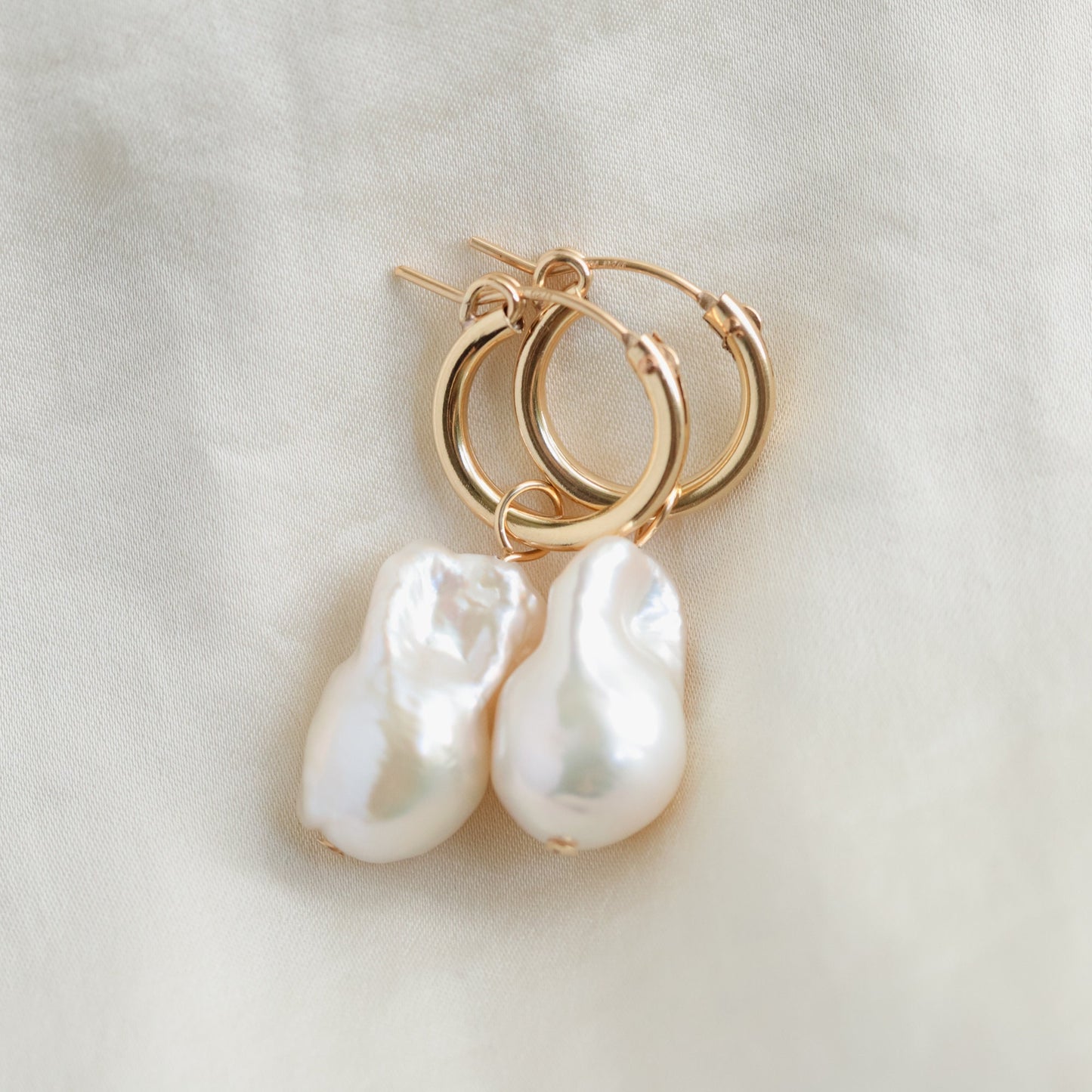 Freshwater pearl gold filled hoops