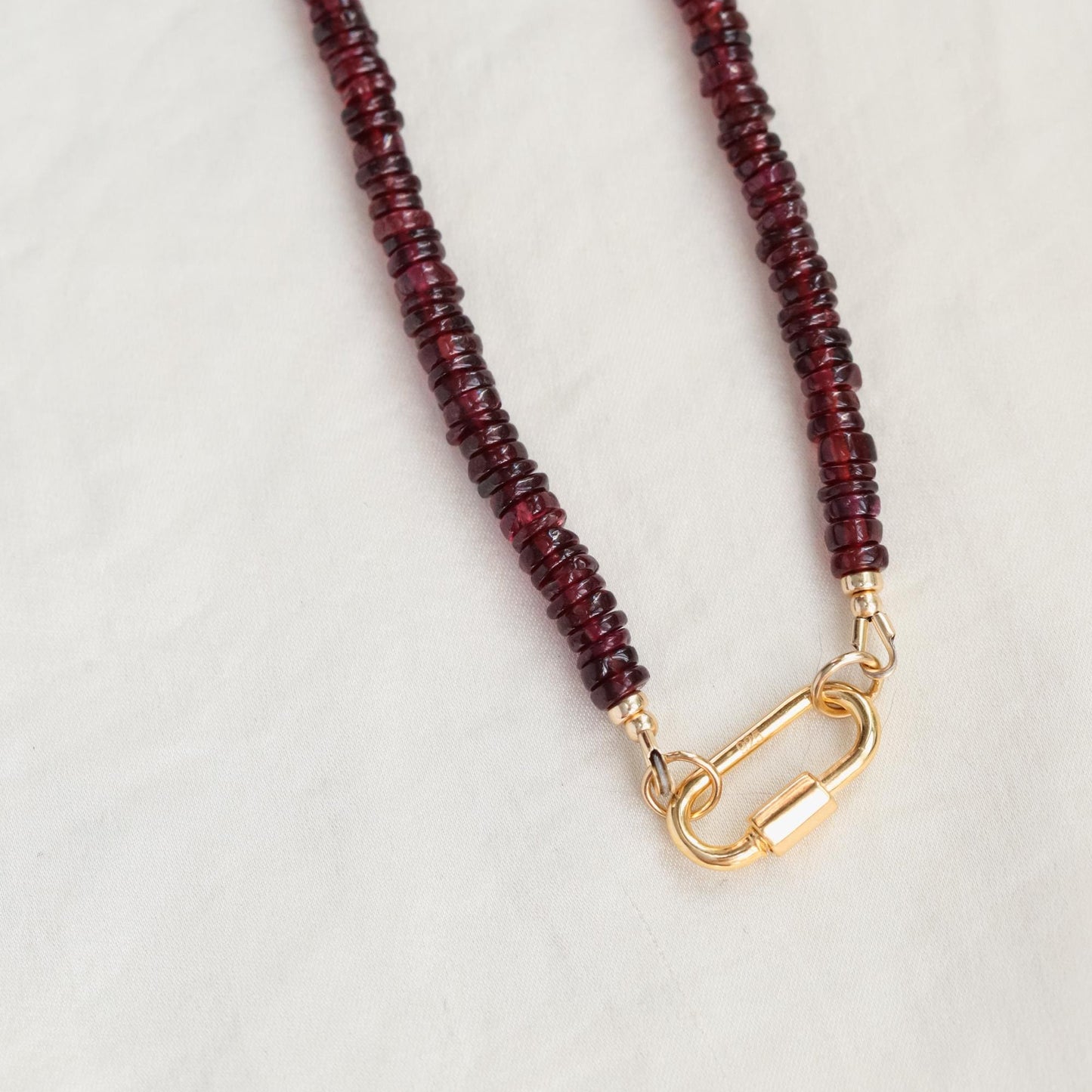 Garnet Beaded Necklace | Women's garnet necklace | Deep Red Garnet, Smooth rondel garnet, genuine garnet | January birthstone | garnet gift