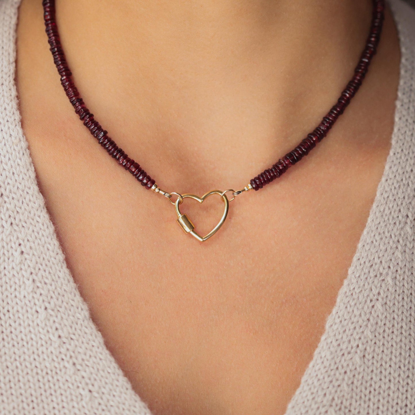 Garnet Beaded Necklace | Women's garnet necklace | Deep Red Garnet, Smooth rondel garnet, genuine garnet | January birthstone | garnet gift