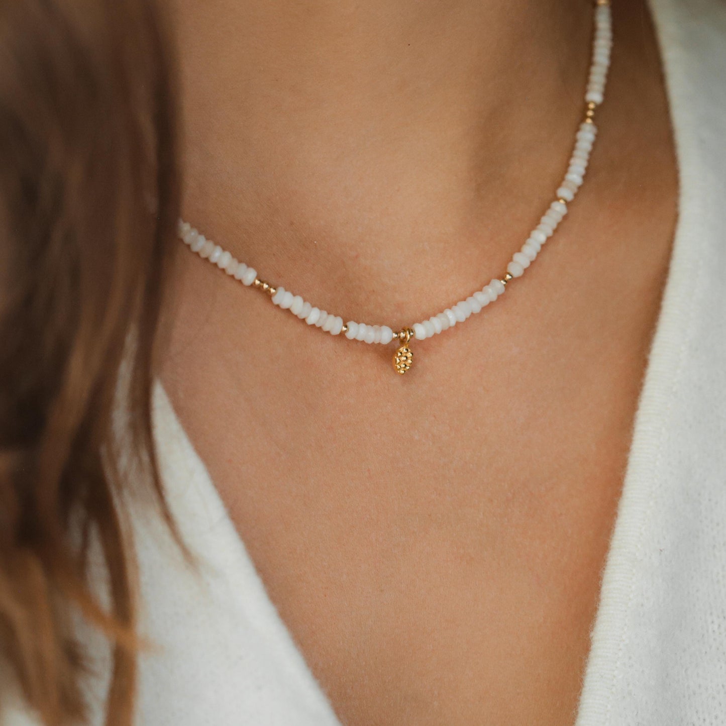 Pink opal pendant necklace