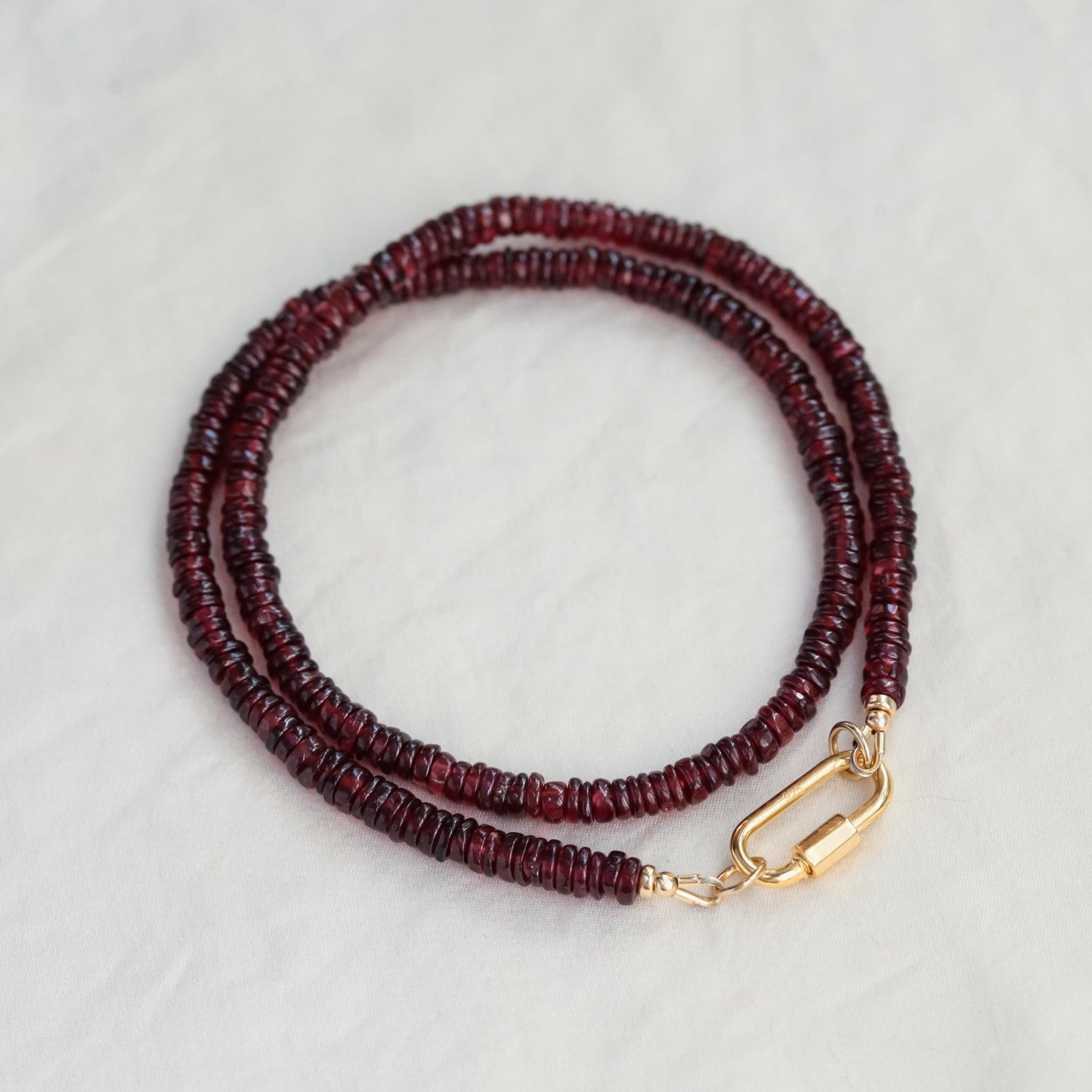 Garnet Beaded Necklace | Women's garnet necklace | Deep Red Garnet, Smooth rondel garnet, genuine garnet | January birthstone | garnet gift