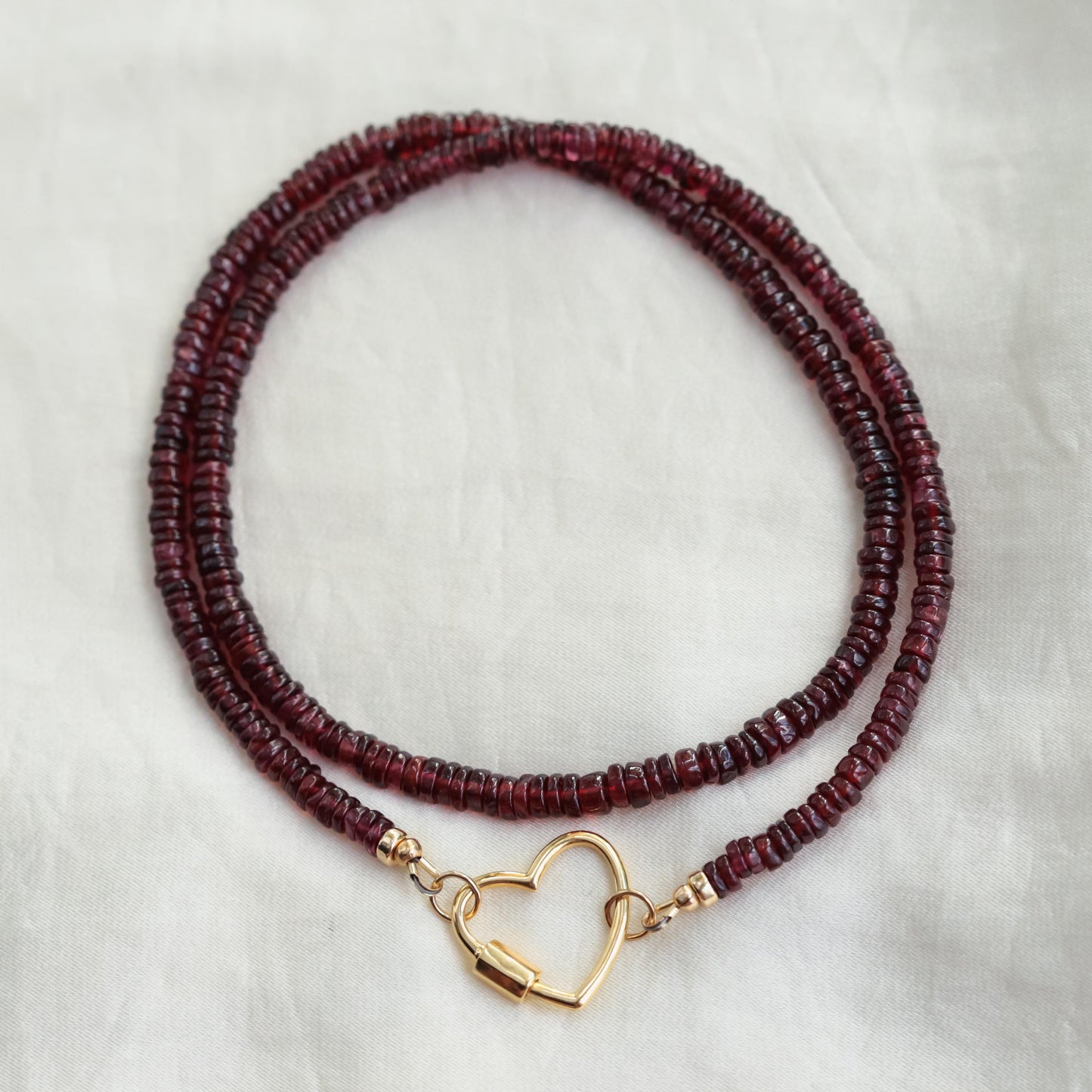 Garnet Beaded Necklace | Women's garnet necklace | Deep Red Garnet, Smooth rondel garnet, genuine garnet | January birthstone | garnet gift