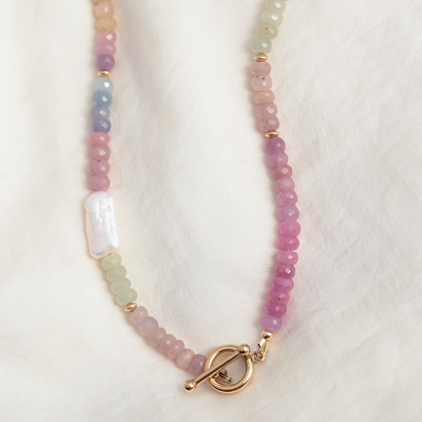 Soft multi color Sapphire Necklace | AAA+ sapphire necklace | Multi color pink sapphire beaded necklace | smooth oval multi sapphire