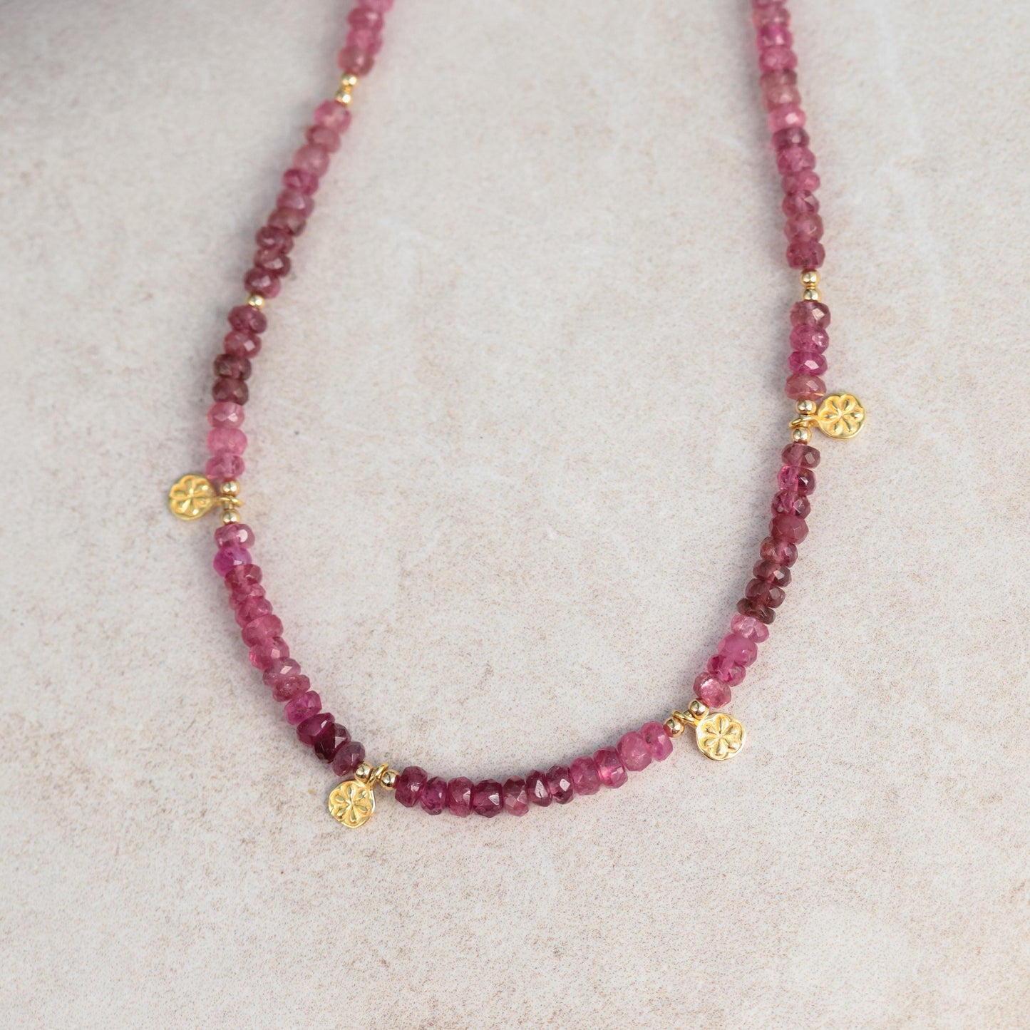 Stunning Pink Tourmaline beaded necklace | Pink Tourmaline | Pink necklace | pink tourmaline necklace | beaded necklace #0467