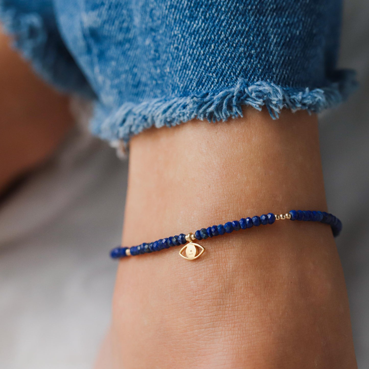 Lapis Lazuli anklet | Beaded lapis ankle bracelet | women's gemstone anklet | delicate lapis lazuli anklet | gold filled anklet W