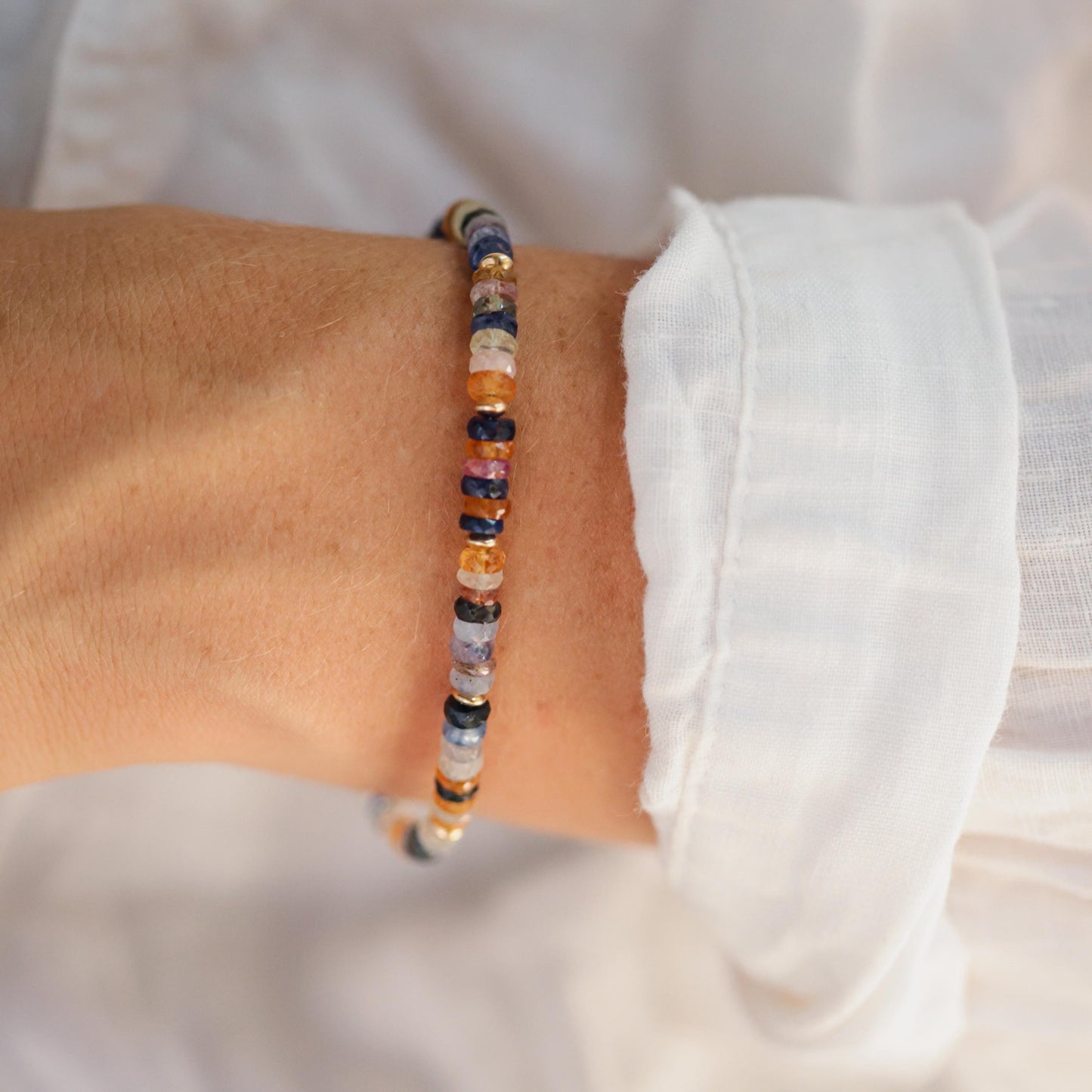 Natural Multi-Sapphire Bracelet 14K