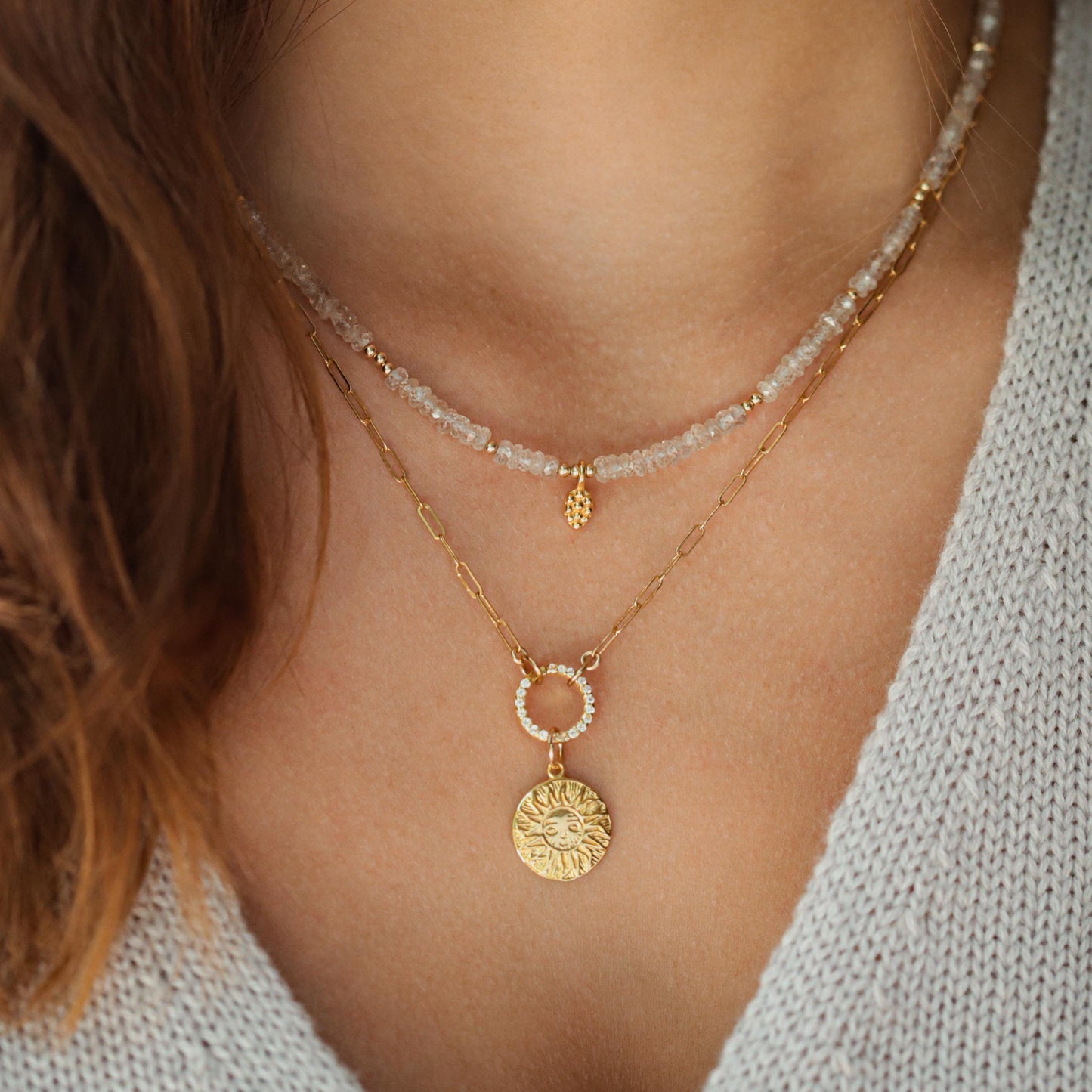 Sparkly natural zircon necklace