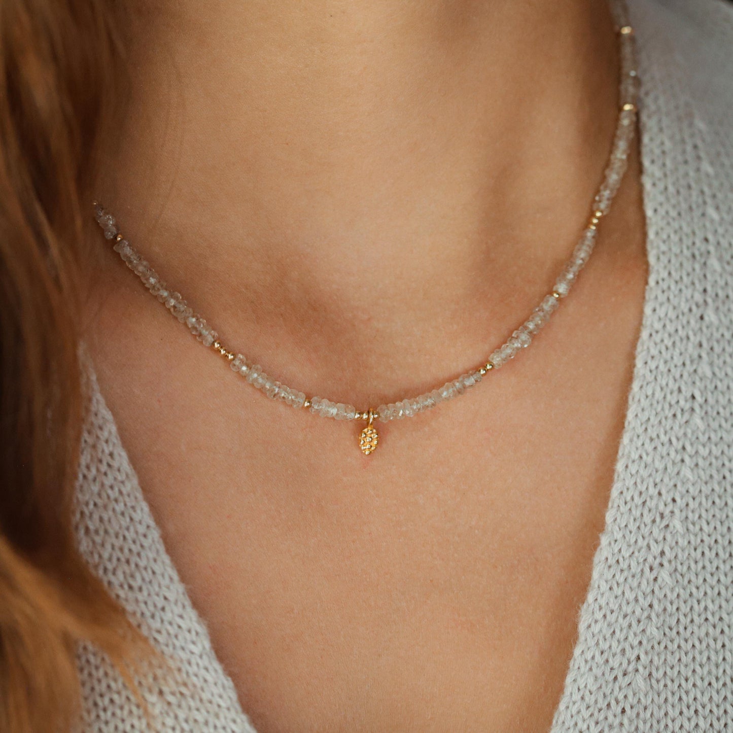 Sparkly natural zircon necklace