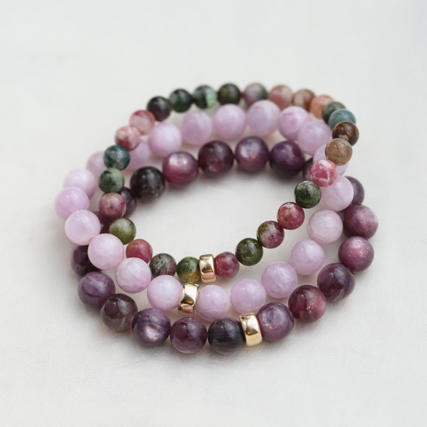 14K GOLD Lepidolite 9mm, AAAA+ Lepidolite Bracelet, AAAA+ Lepidolite Bracelet, Lepidolite Beaded, Lepidolite elastic | large Lepidolite
