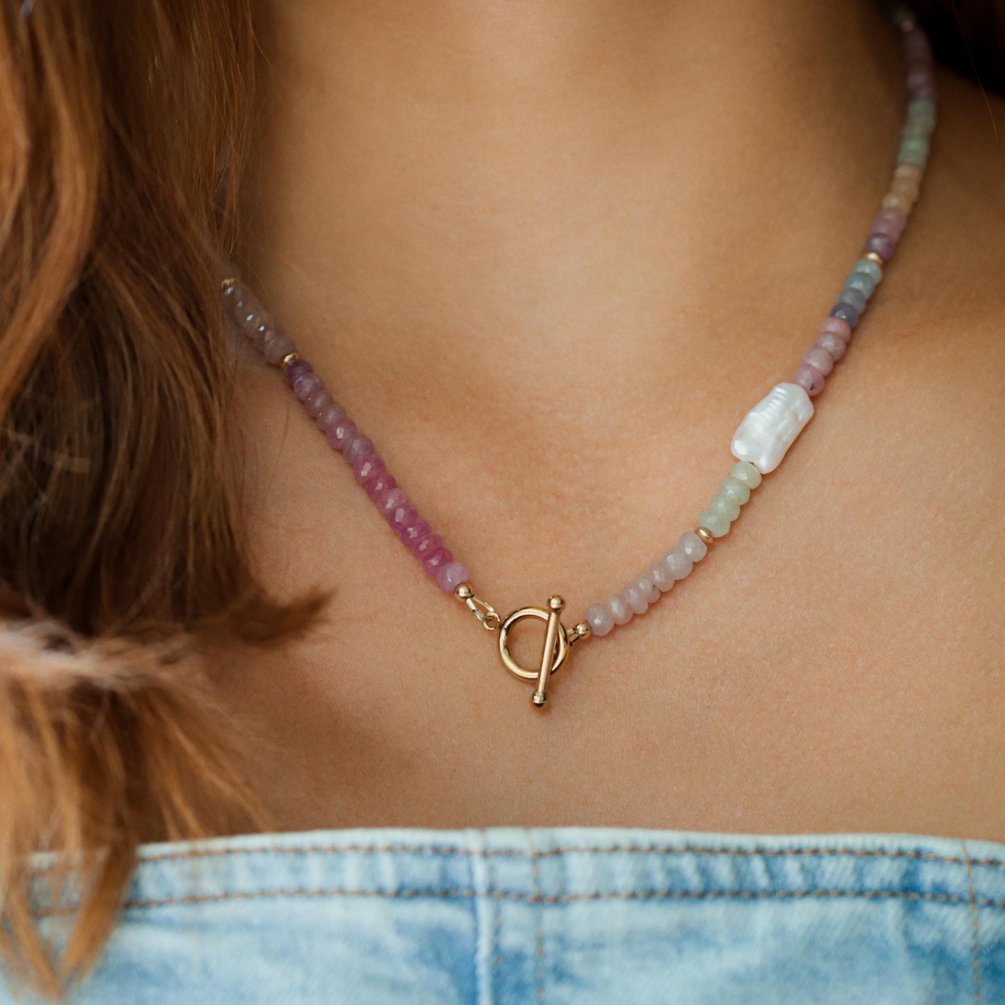 Soft multi color Sapphire Necklace | AAA+ sapphire necklace | Multi color pink sapphire beaded necklace | smooth oval multi sapphire